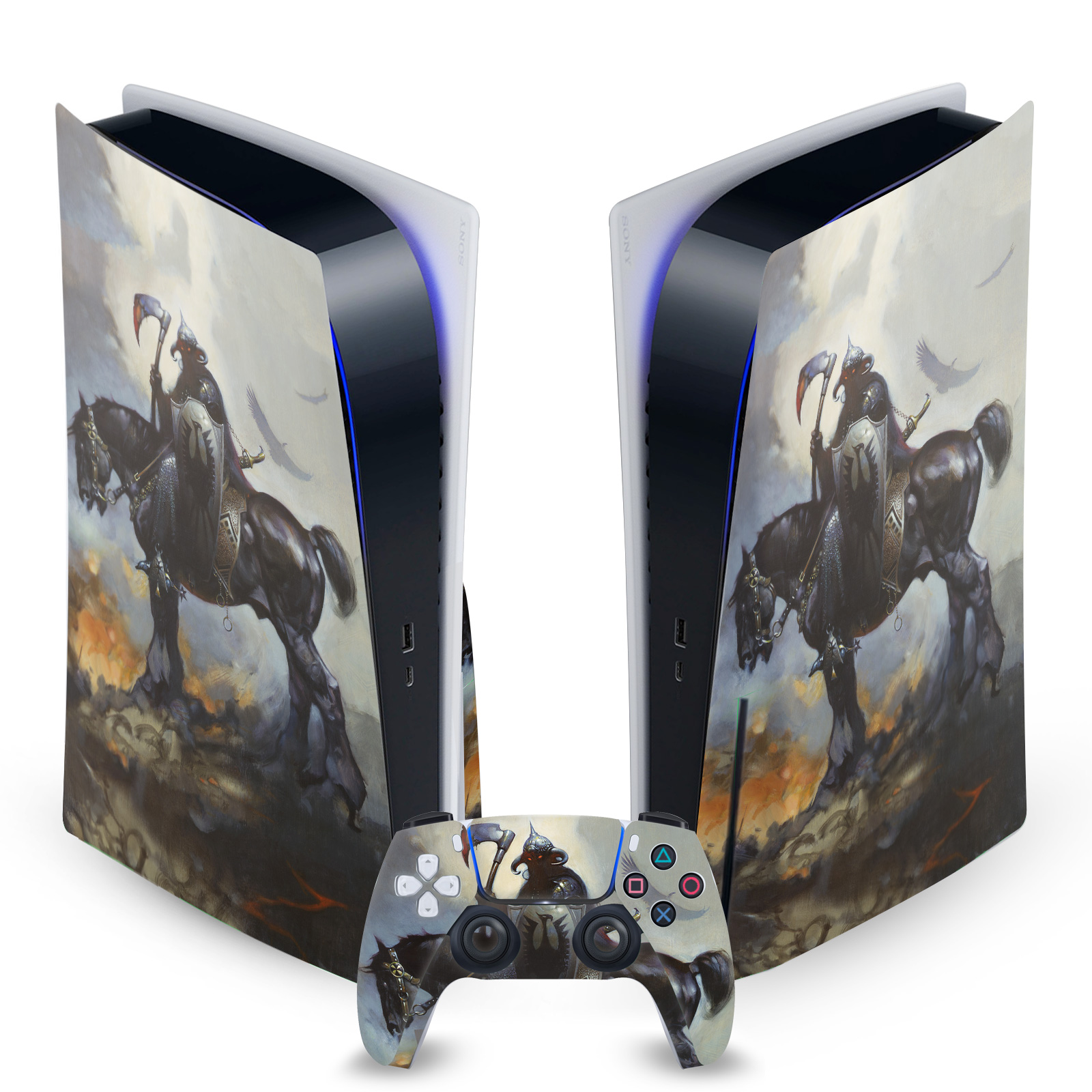 FRANK FRAZETTA MEDIEVAL FANTASY ART VINYL SKIN FOR SONY PS5 DISC EDITION BUNDLE