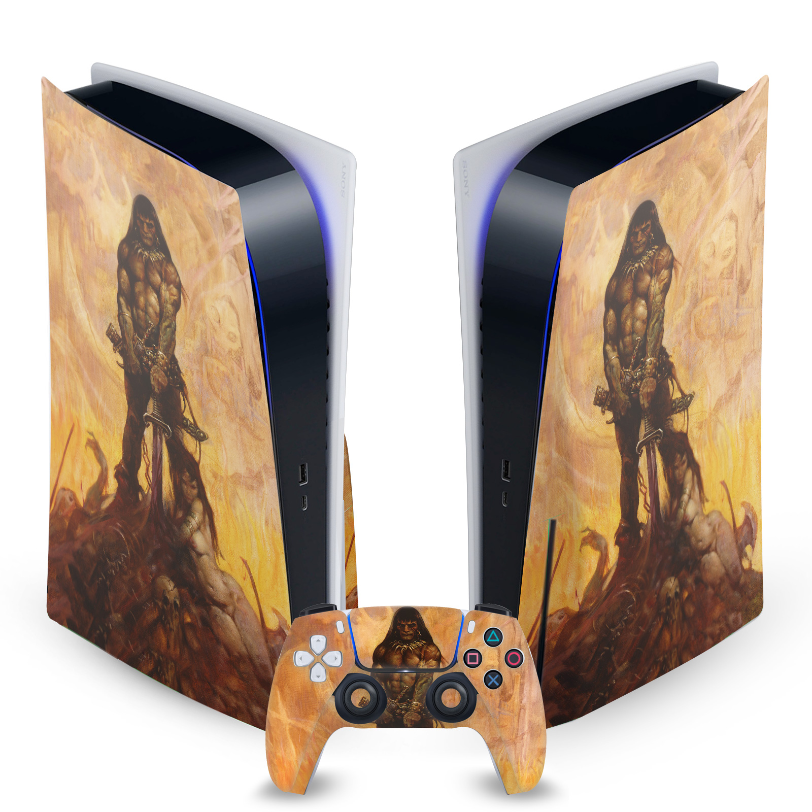 FRANK FRAZETTA MEDIEVAL FANTASY ART VINYL SKIN FOR SONY PS5 DISC EDITION BUNDLE