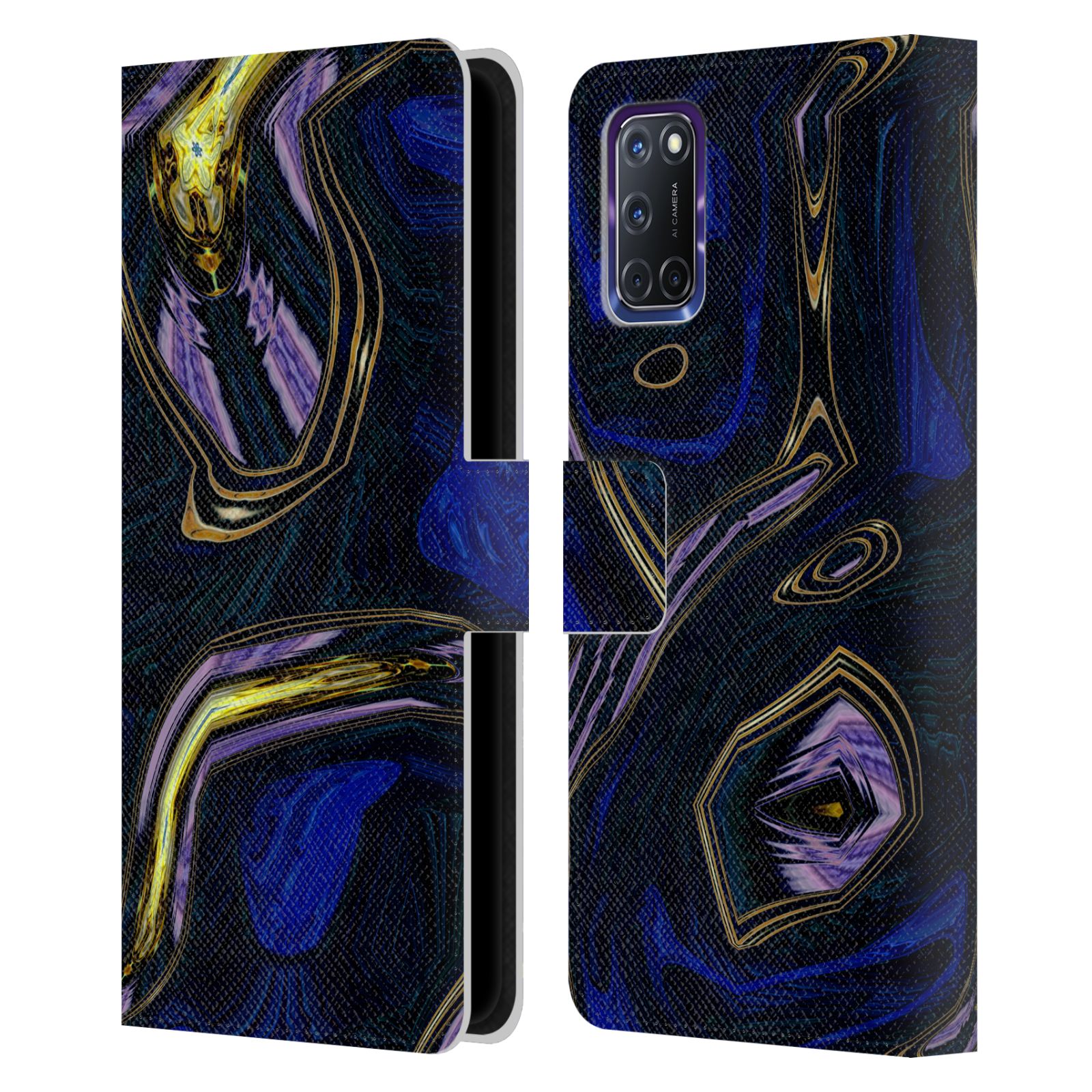 OFFICIAL HAROULITA ABSTRACT ART LEATHER BOOK WALLET CASE COVER FOR OPPO PHONES