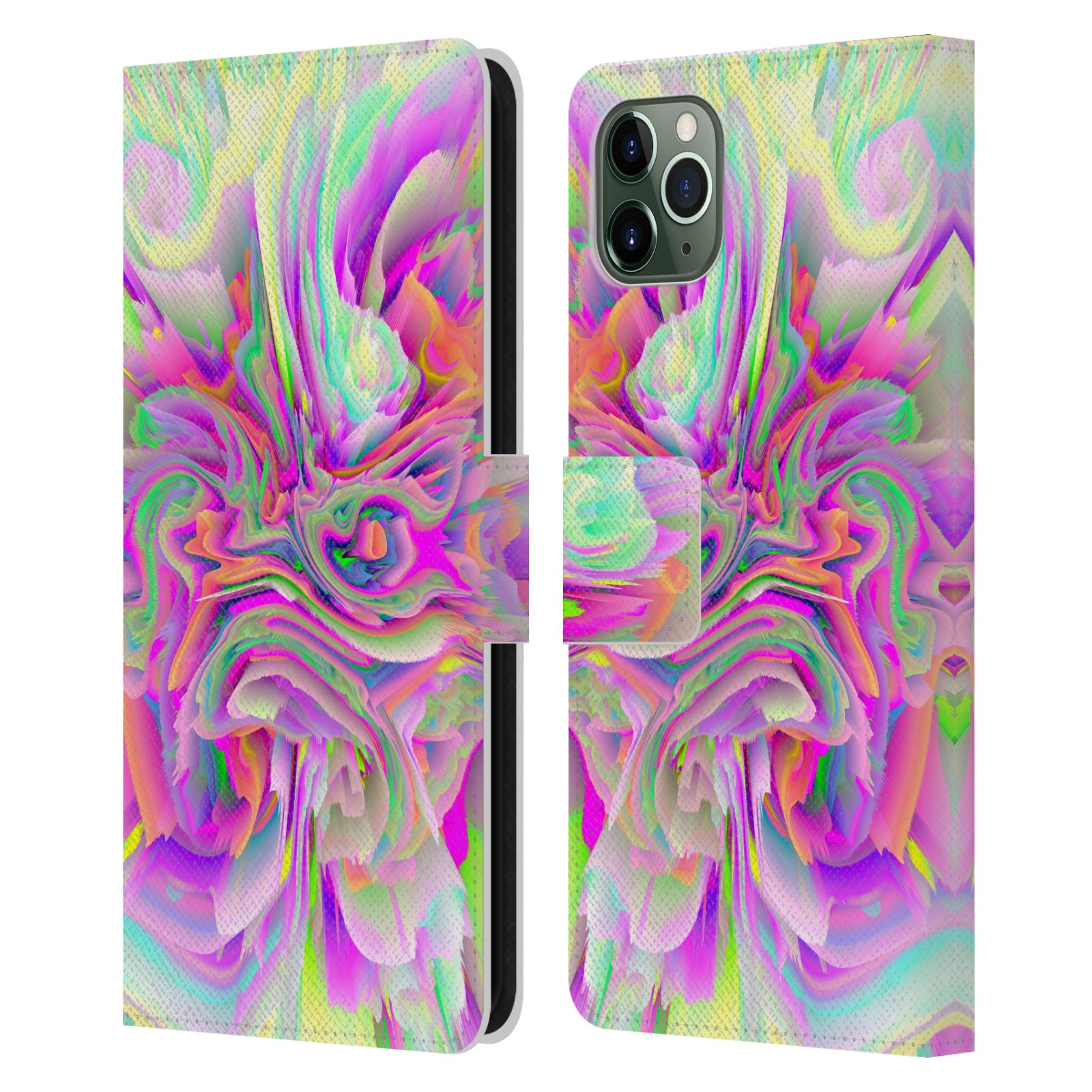 OFFICIAL HAROULITA FLORAL GLITCH 2 LEATHER BOOK CASE FOR APPLE iPHONE PHONES - Picture 9 of 17