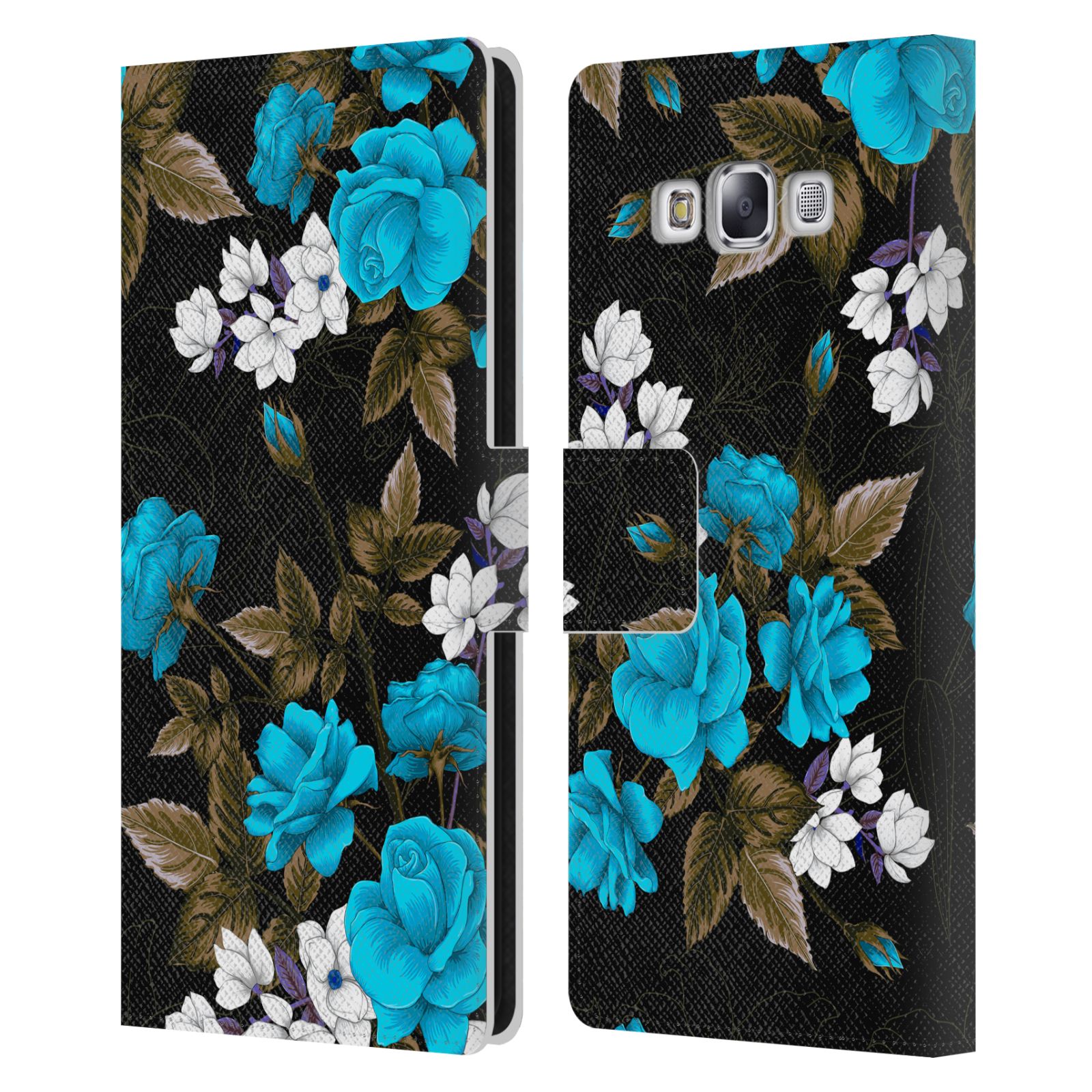 HAROULITA GORGEOUS DARK FLOWERS LEATHER BOOK WALLET CASE FOR SAMSUNG PHONES 3 - Picture 7 of 14