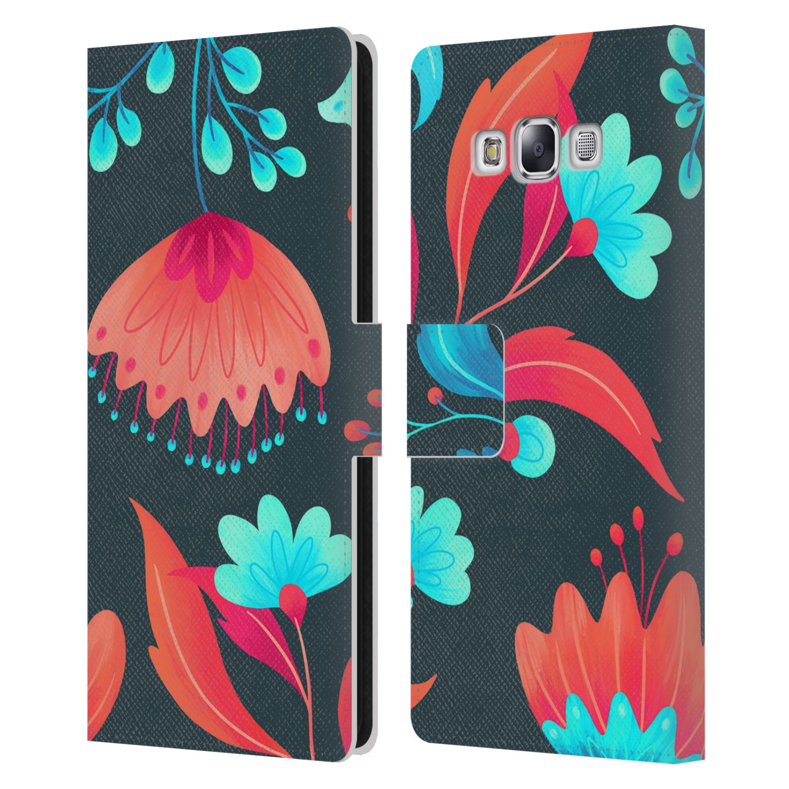 HAROULITA GORGEOUS DARK FLOWERS LEATHER BOOK WALLET CASE FOR SAMSUNG PHONES 3 - Picture 8 of 14