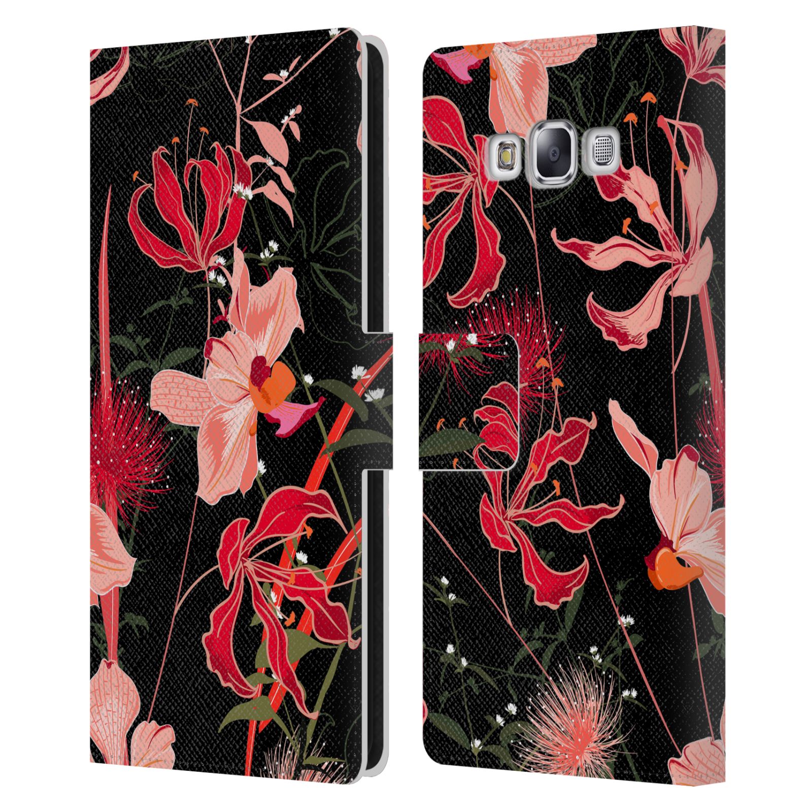 HAROULITA GORGEOUS DARK FLOWERS LEATHER BOOK WALLET CASE FOR SAMSUNG PHONES 3 - Picture 10 of 14