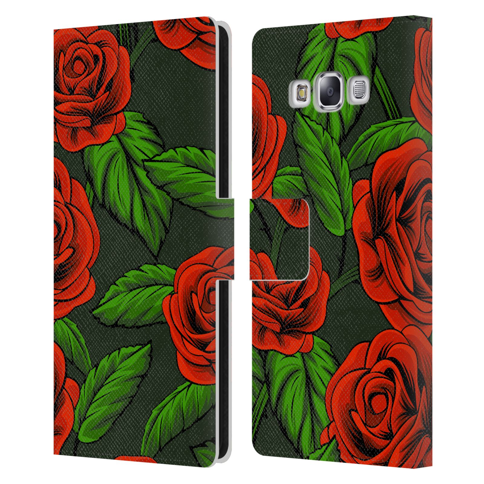 HAROULITA GORGEOUS DARK FLOWERS LEATHER BOOK WALLET CASE FOR SAMSUNG PHONES 3 - Picture 13 of 14