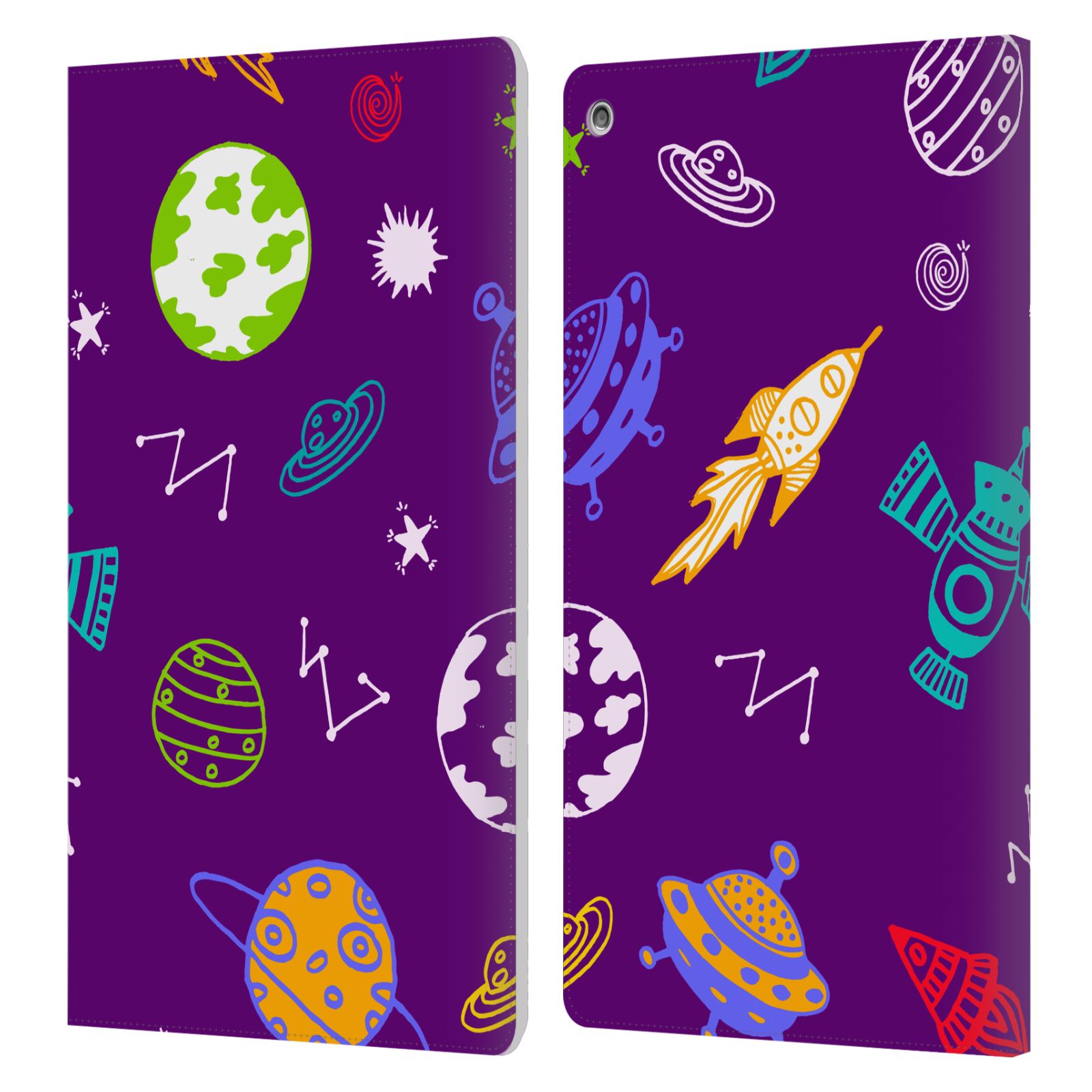 OFFICIAL HAROULITA SPACE GRAPHICS LEATHER BOOK WALLET CASE COVER FOR AMAZON FIRE - Picture 10 of 12