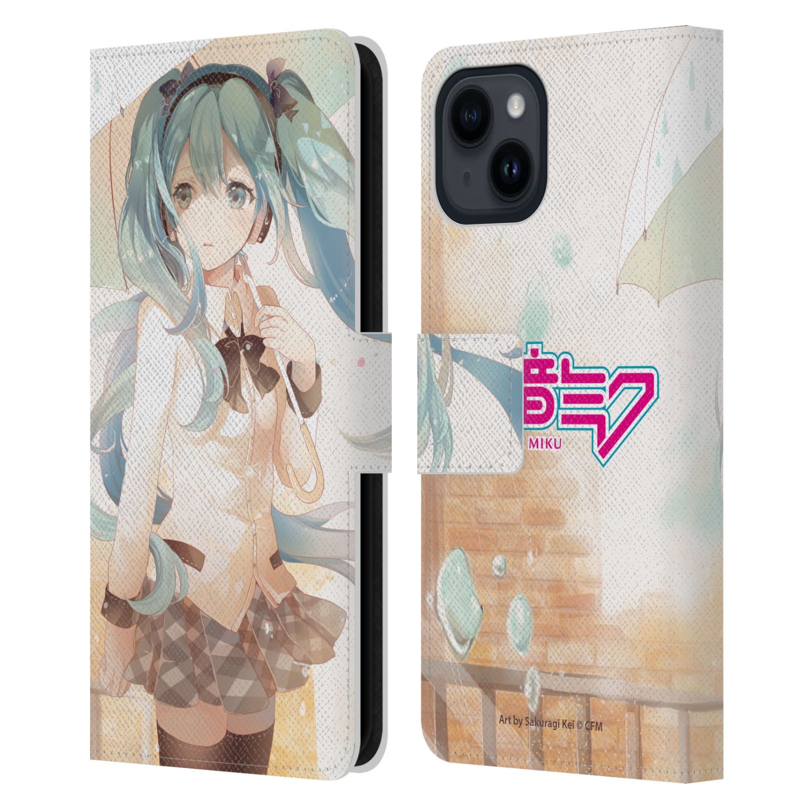 Rain Leather Wallet Case for iPhone 15