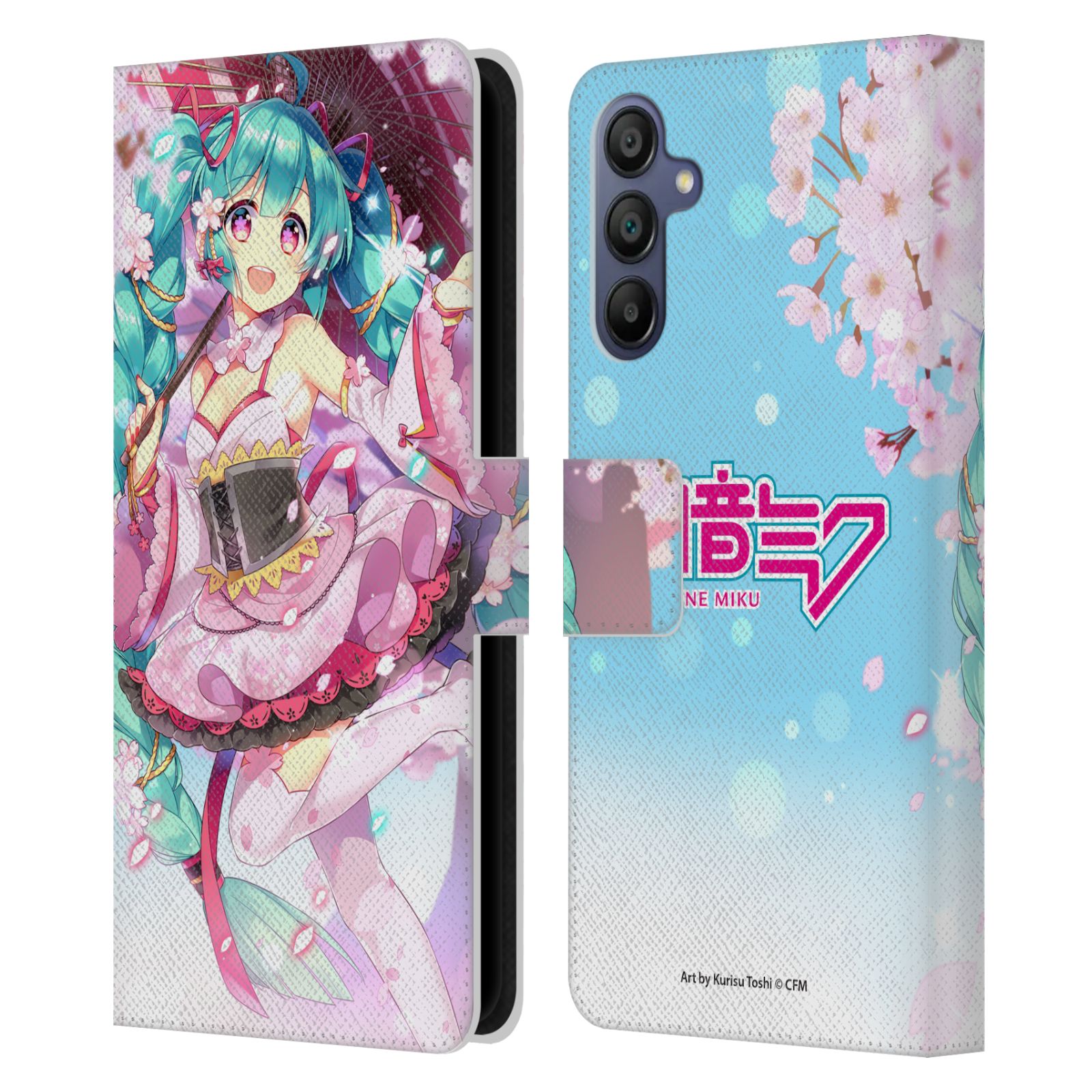 Sakura Parasol Leather Wallet Case for Galaxy A15 (2024)