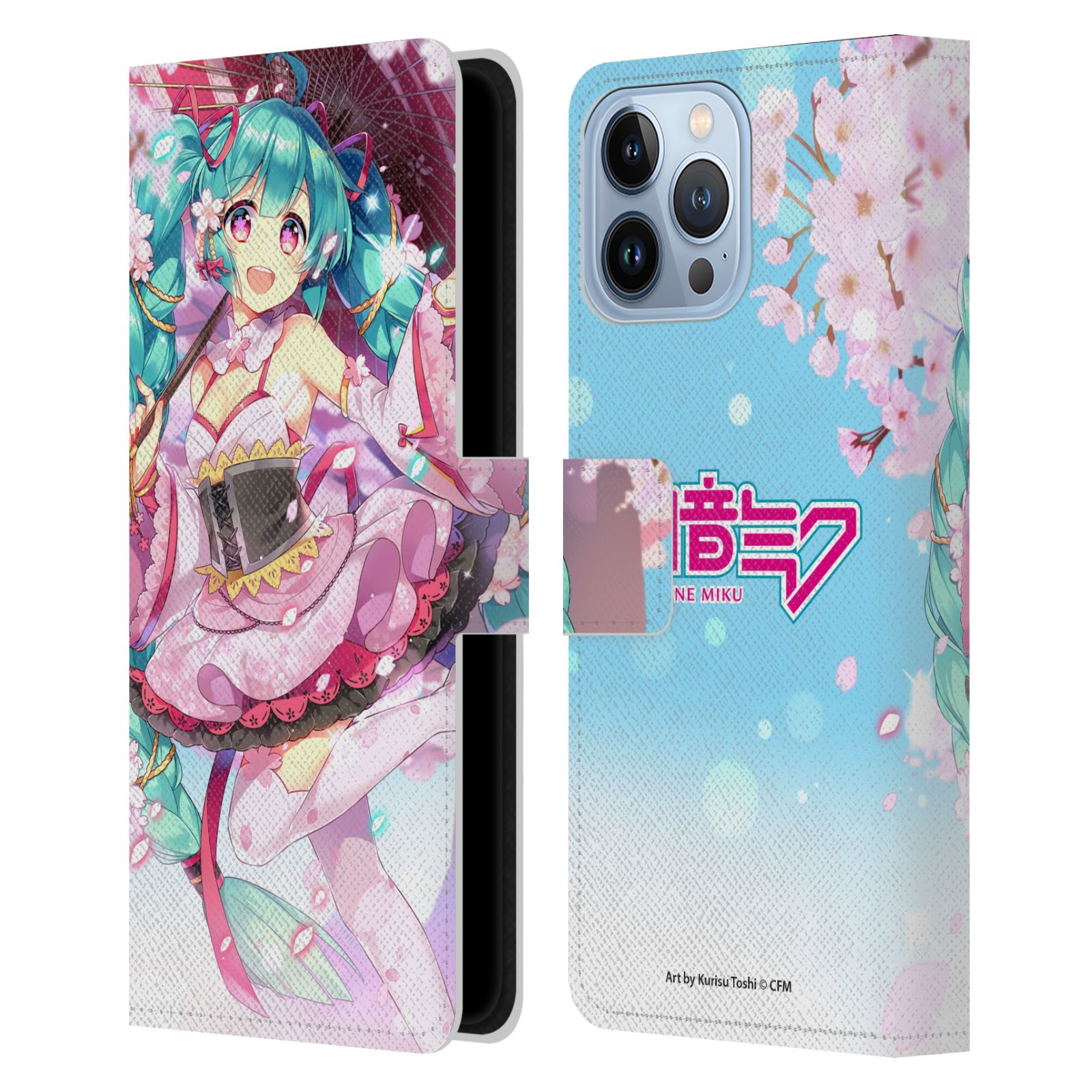 Sakura Parasol Leather Wallet Case for iPhone 13 Pro Max