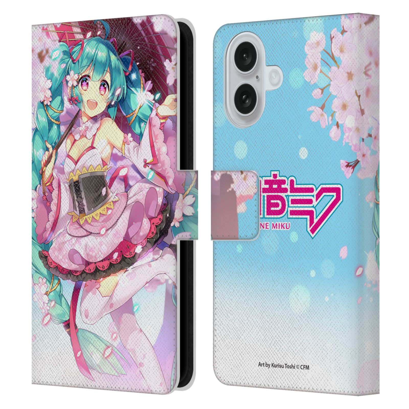 Sakura Parasol Leather Wallet Case for iPhone 16