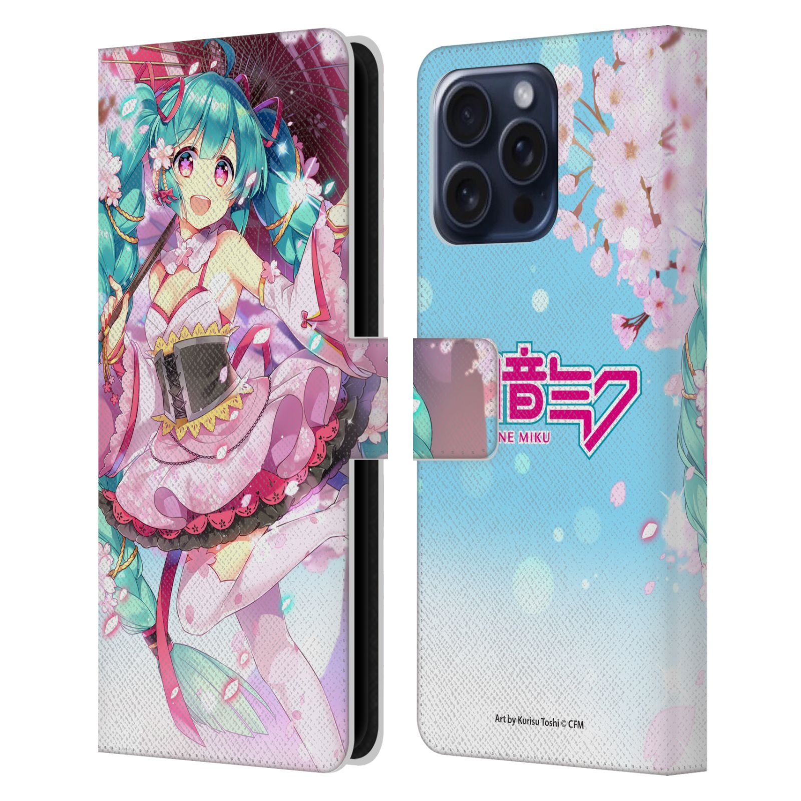 Sakura Parasol Leather Wallet Case for iPhone 16 Pro Max