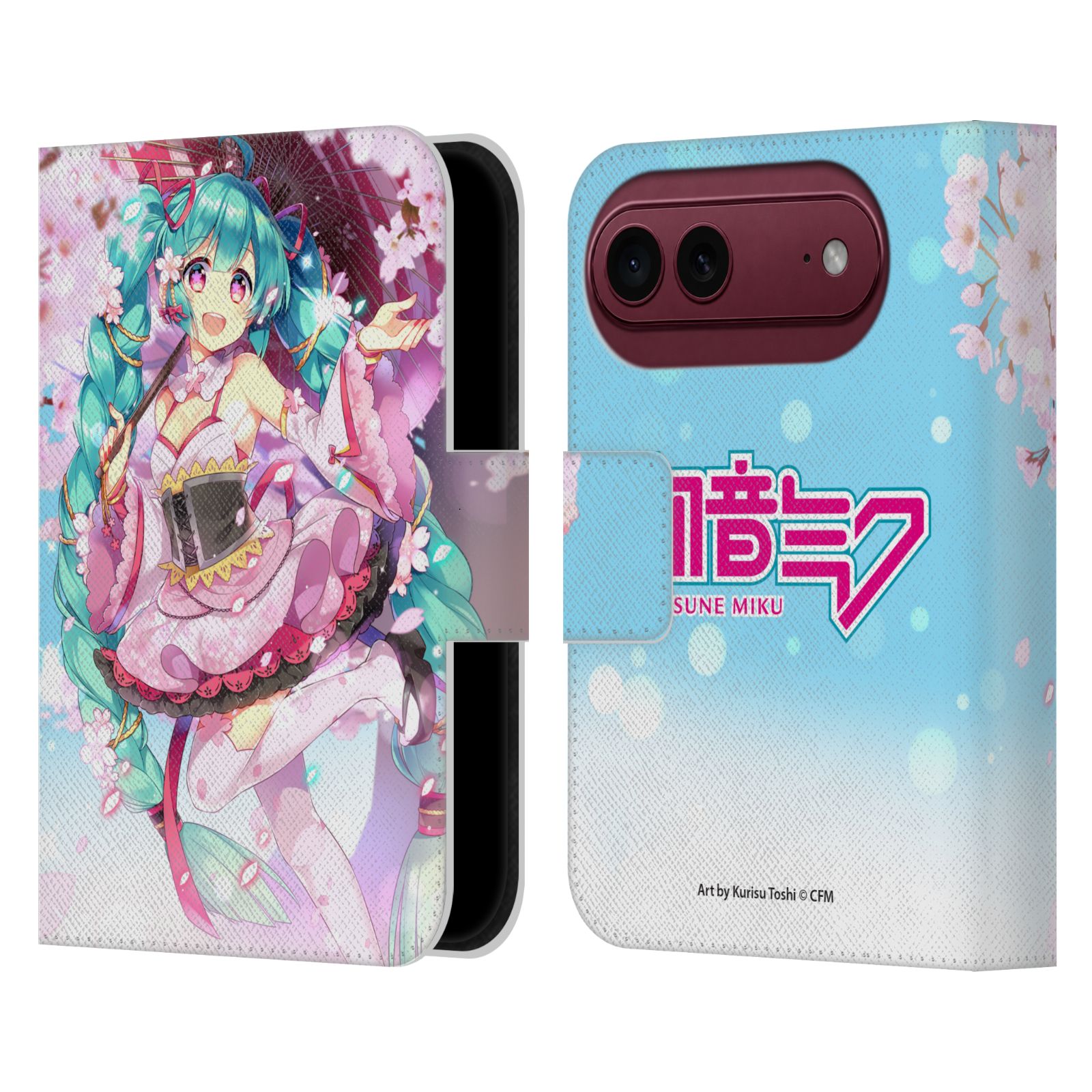 Sakura Parasol Leather Wallet Case for iPhone Duo