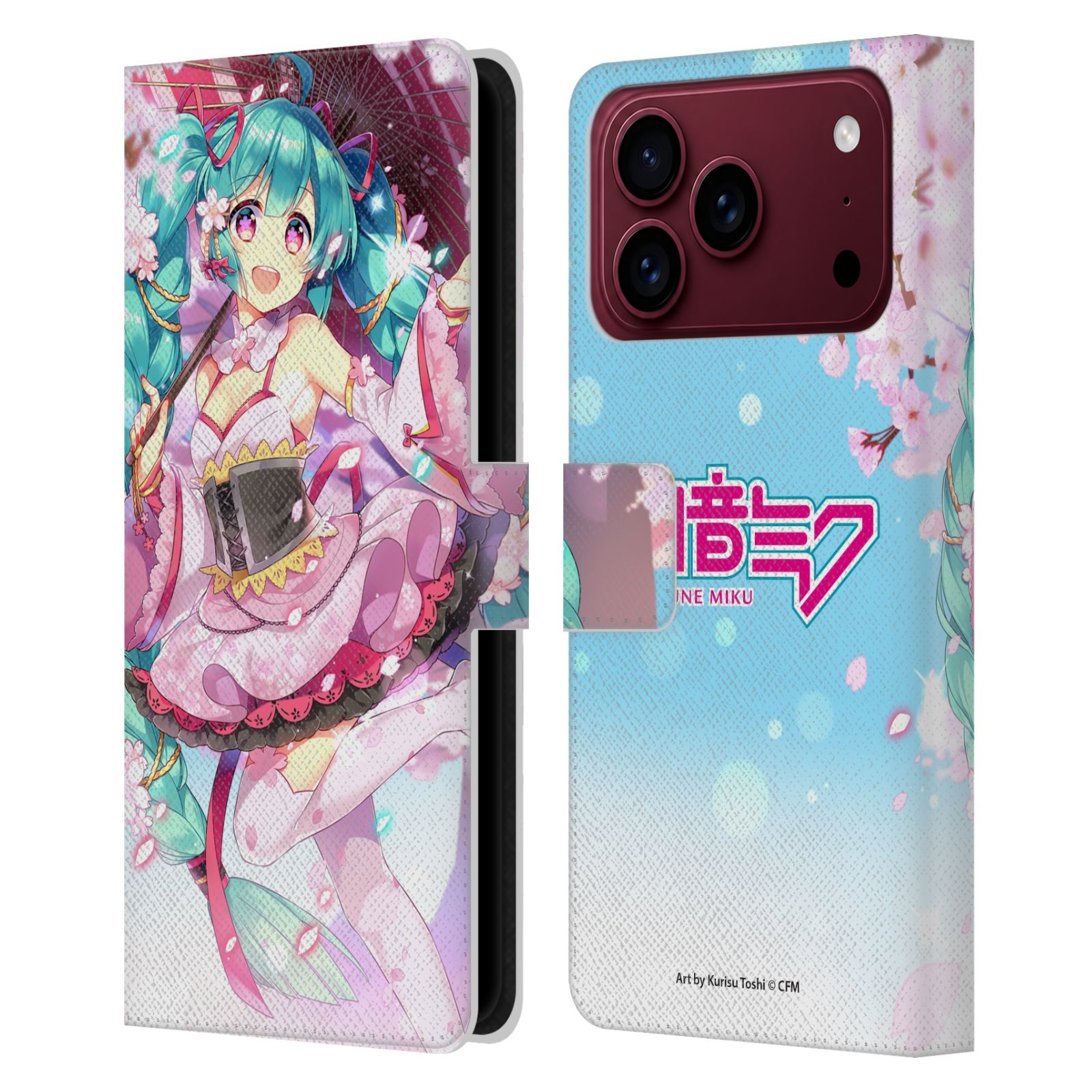 Sakura Parasol Leather Wallet Case for iPhone 18 Pro Max