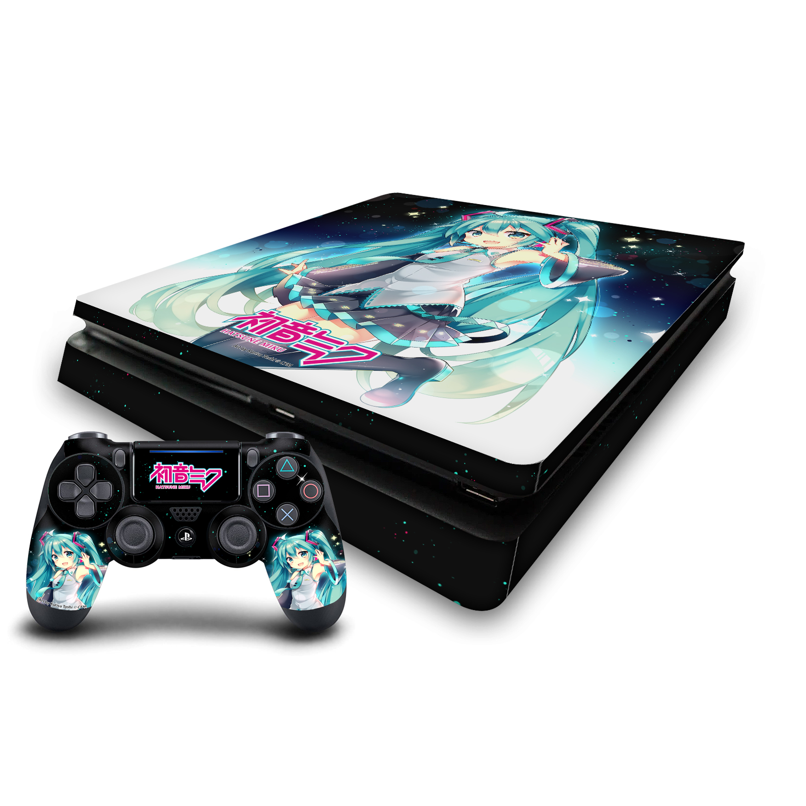 OFFICIAL HATSUNE MIKU GRAPHICS VINYL SKIN FOR PS4 SLIM CONSOLE & CONTROLLER