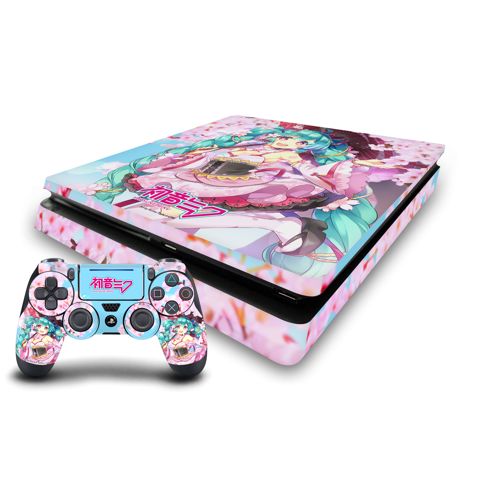 OFFICIAL HATSUNE MIKU GRAPHICS VINYL SKIN FOR PS4 SLIM CONSOLE & CONTROLLER