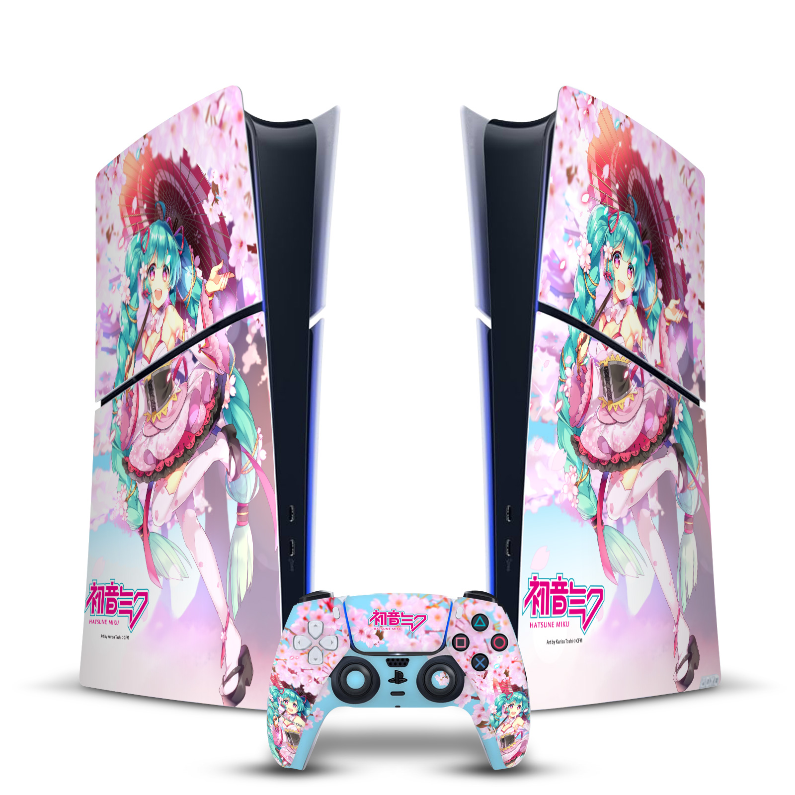 HATSUNE MIKU GRAPHICS VINYL SKIN DECAL FOR PS5 SLIM DIGITAL CONSOLE & CONTROLLER