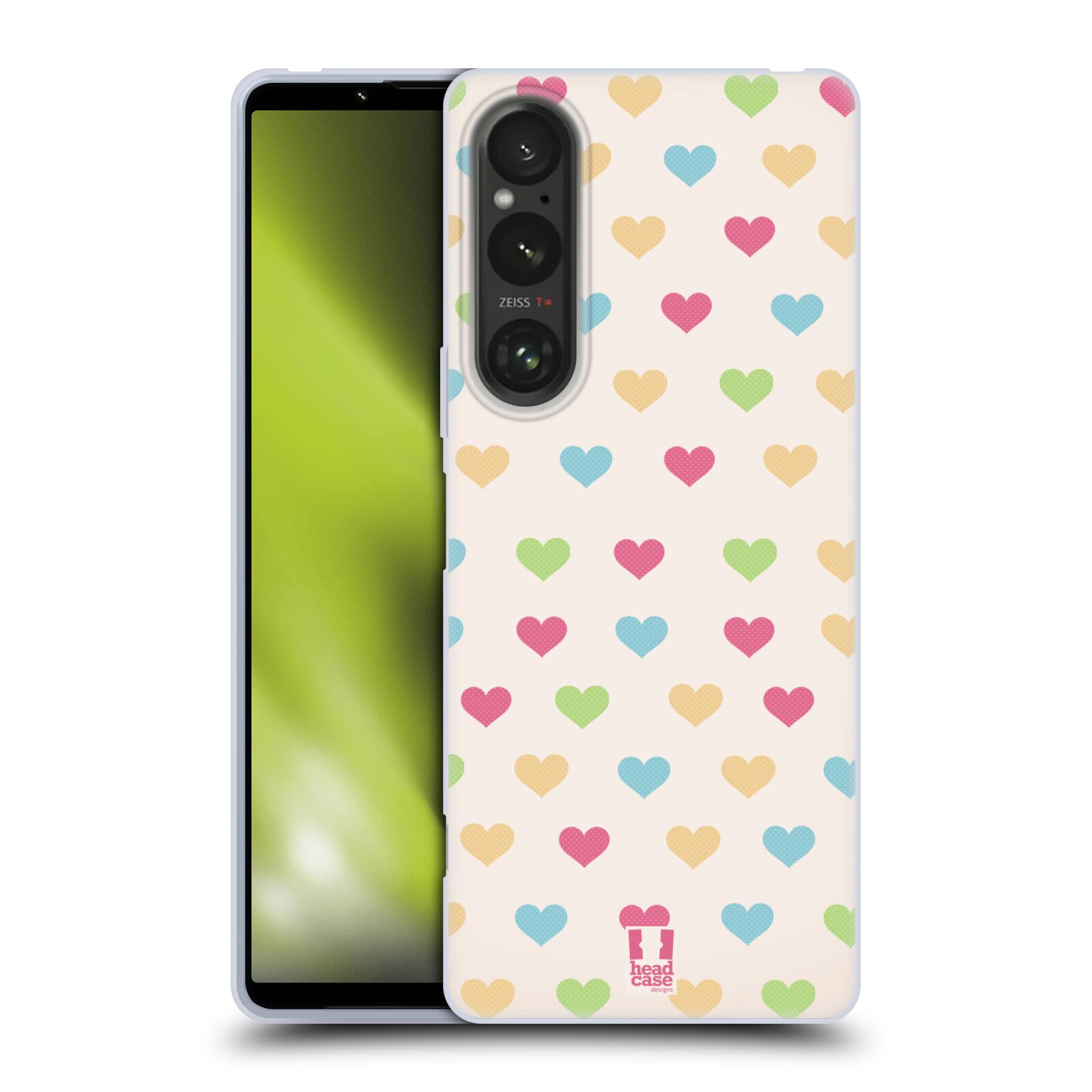 Silikonové pouzdro - Sony Xperia 1 V - Head Case - SRDÍČKA BAREVNÁ (Silikonový kryt, obal, pouzdro na mobilní telefon Sony Xperia 1 V s motivem SRDÍČKA BAREVNÁ)