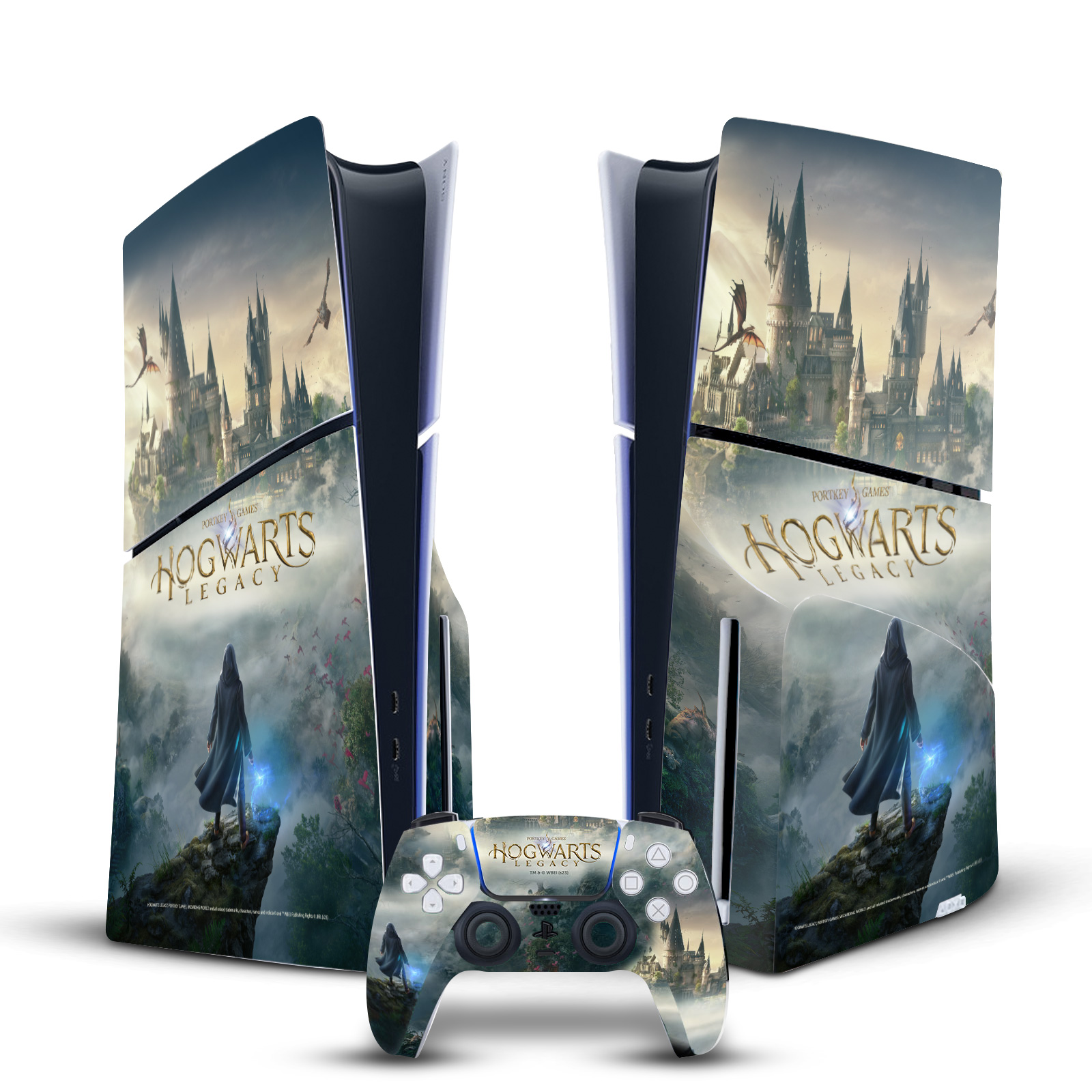 HOGWARTS LEGACY GRAPHICS VINYL SKIN DECAL FOR PS5 SLIM DISC CONSOLE & CONTROLLER