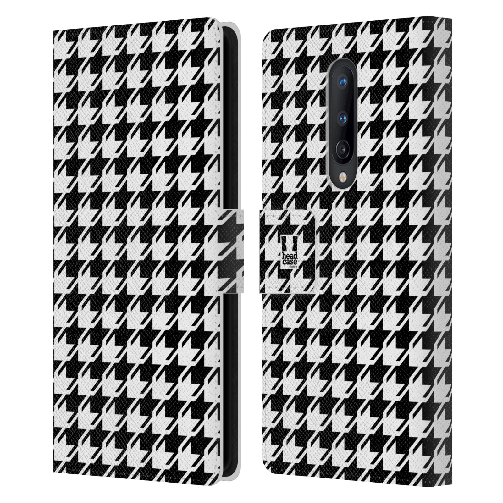 HEAD CASE DESIGNS HOUNDSTOOTH-PATTERNS LEATHER BOOK CASE FOR ONEPLUS PHONES
