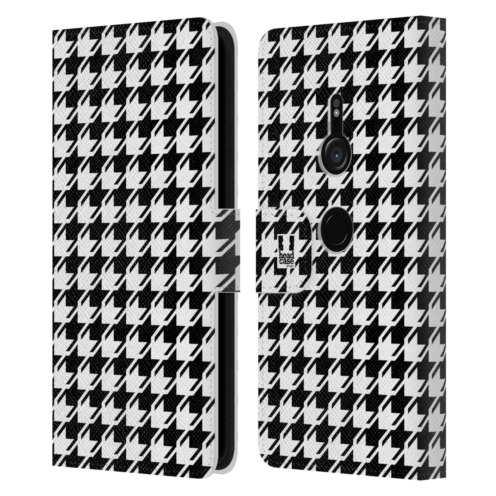 HEAD CASE DESIGNS HOUNDSTOOTH-PATTERNS LEATHER BOOK CASE FOR SONY PHONES 1