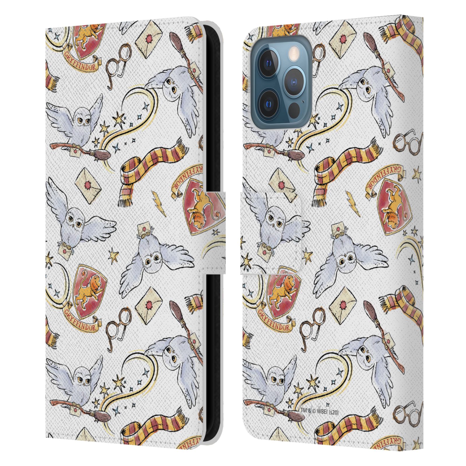 Hedwig Owl Pattern Leather Wallet Case for iPhone 12 / 12 Pro