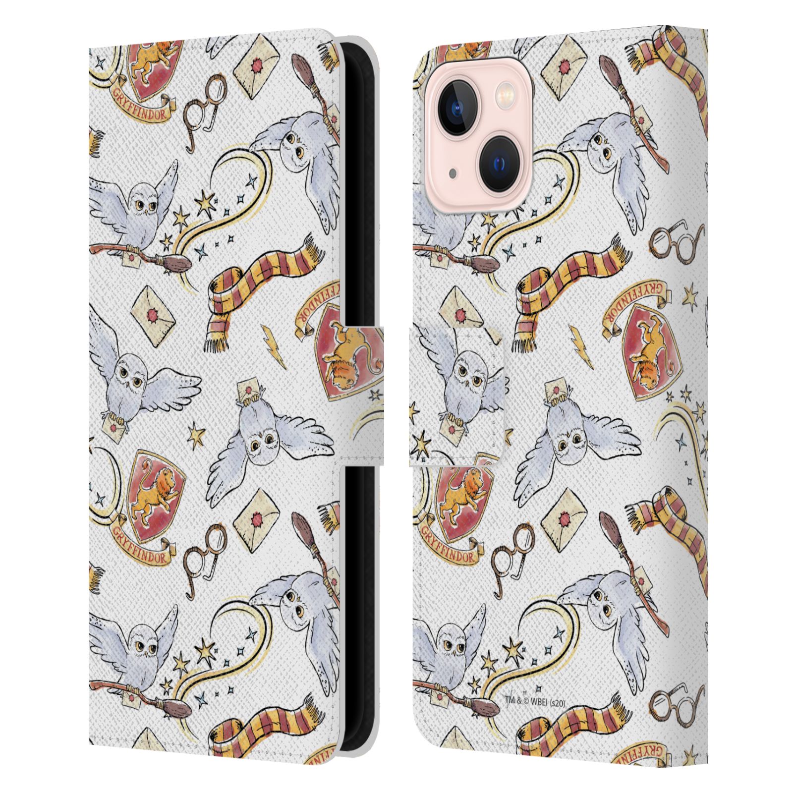 Hedwig Owl Pattern Leather Wallet Case for iPhone 13