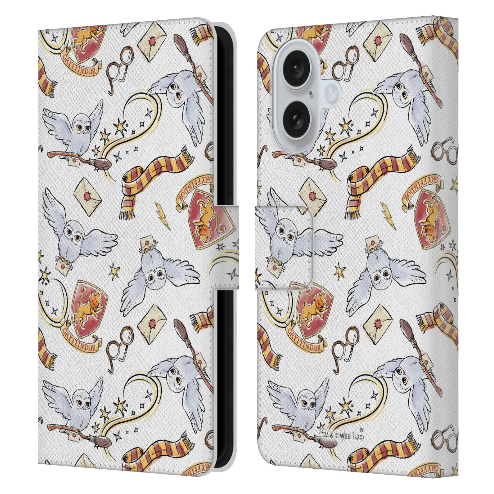 Hedwig Owl Pattern Leather Wallet Case for iPhone 16