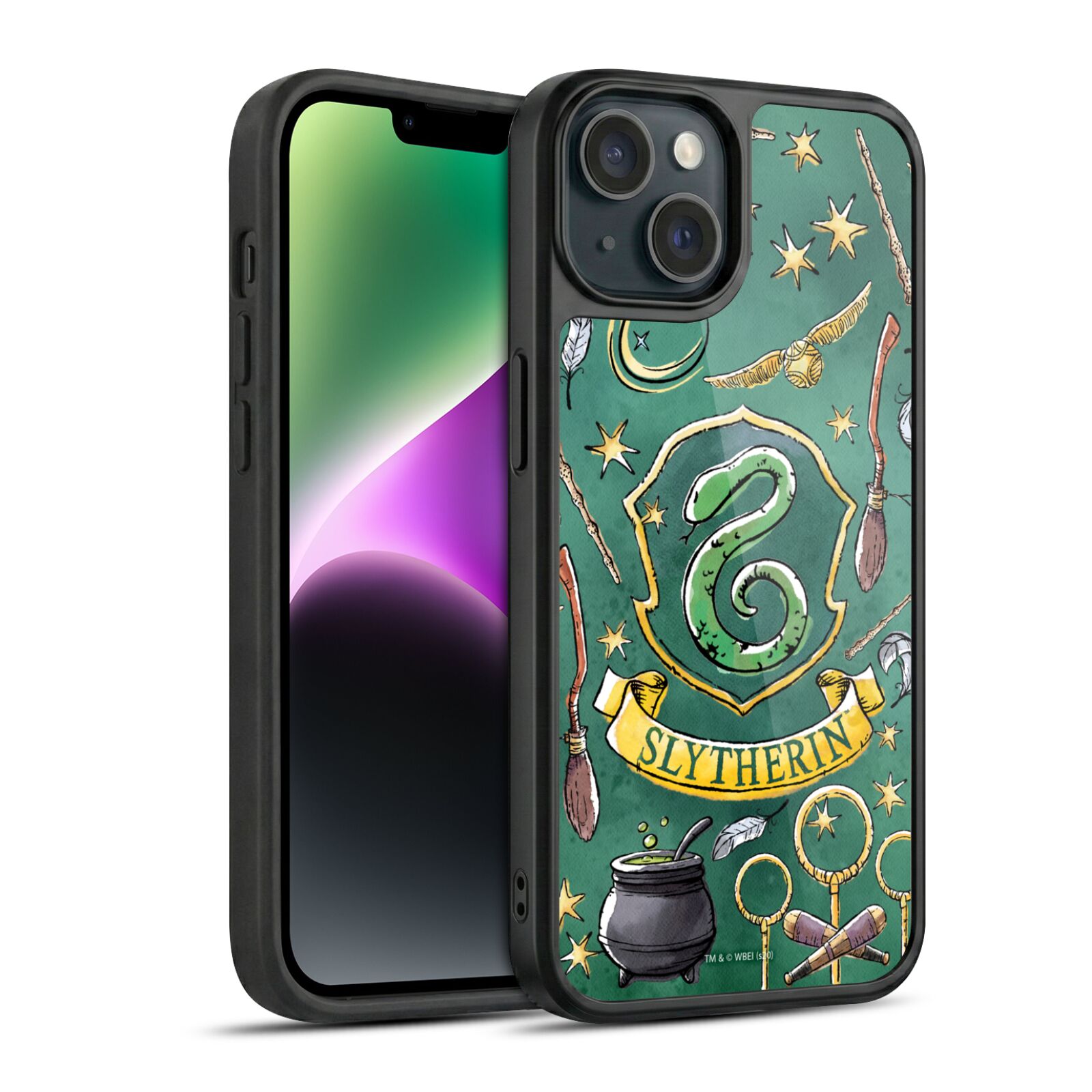 Slytherin Pattern Hard MagSafe Case for iPhone 14