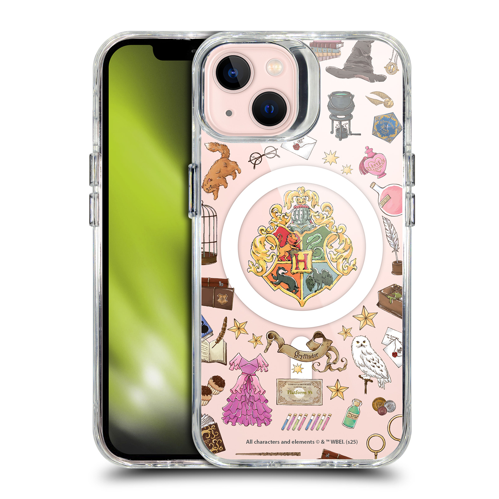 Hogwarts Pattern Clear MagSafe Case for iPhone 13