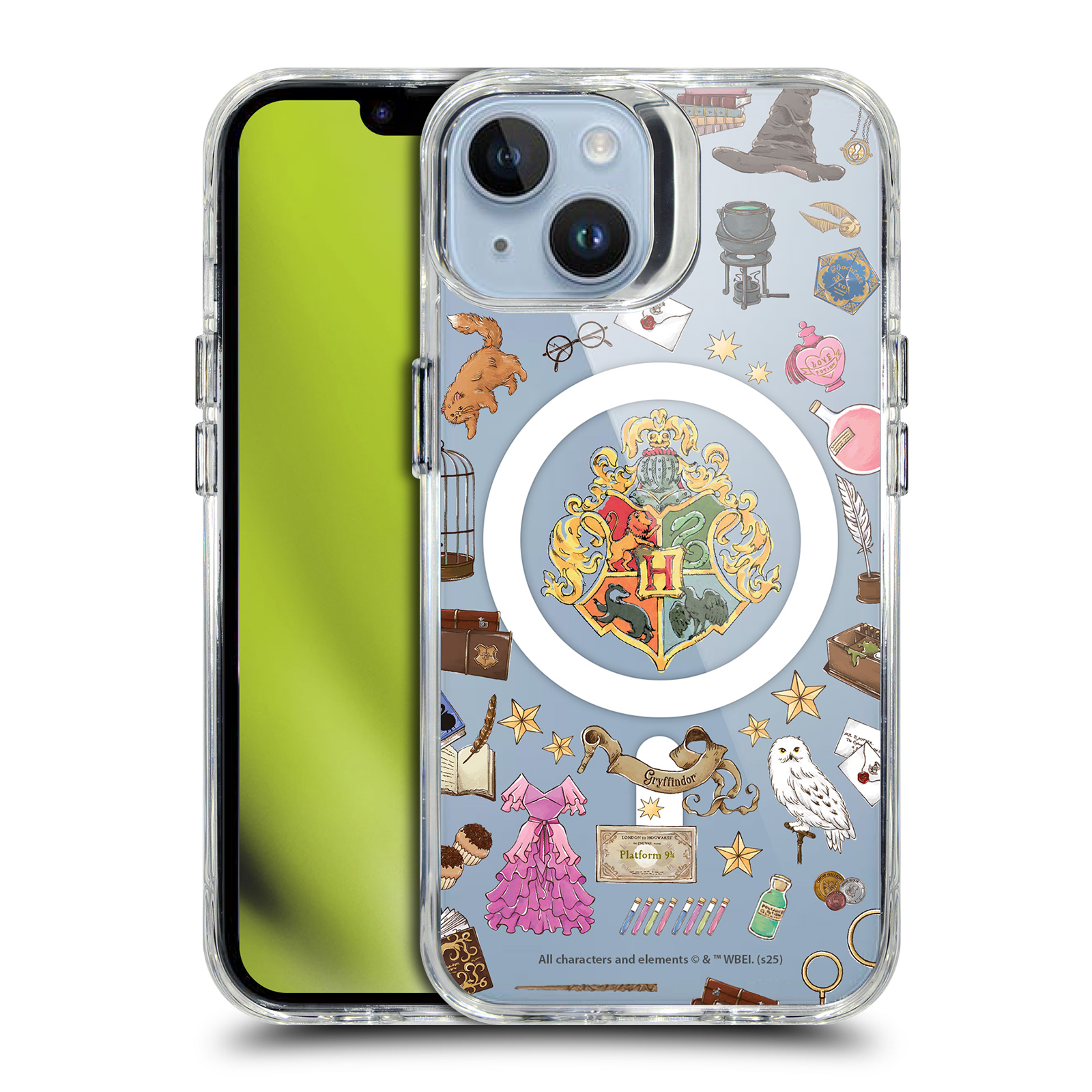 Hogwarts Pattern Clear MagSafe Case for iPhone 14