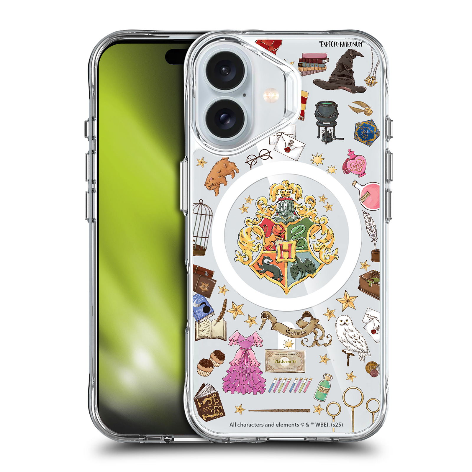 Hogwarts Pattern Clear MagSafe Case for iPhone 16