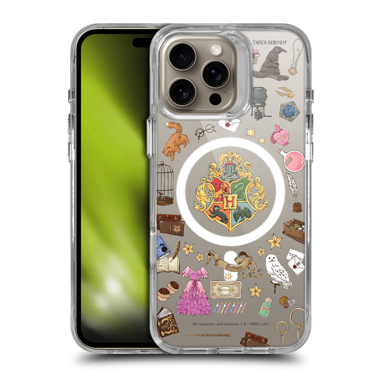 Hogwarts Pattern Clear MagSafe Case for iPhone 16 Pro Max