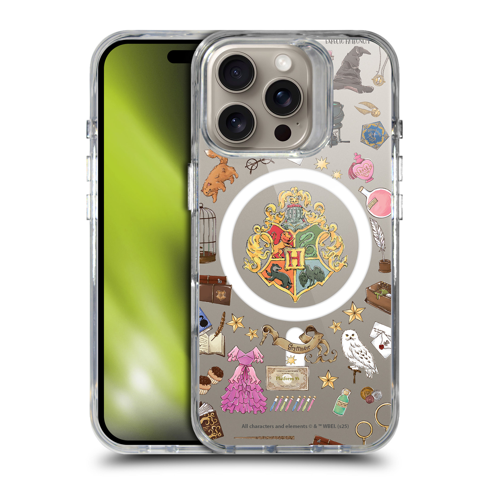 Hogwarts Pattern Clear MagSafe Case for iPhone 16 Pro