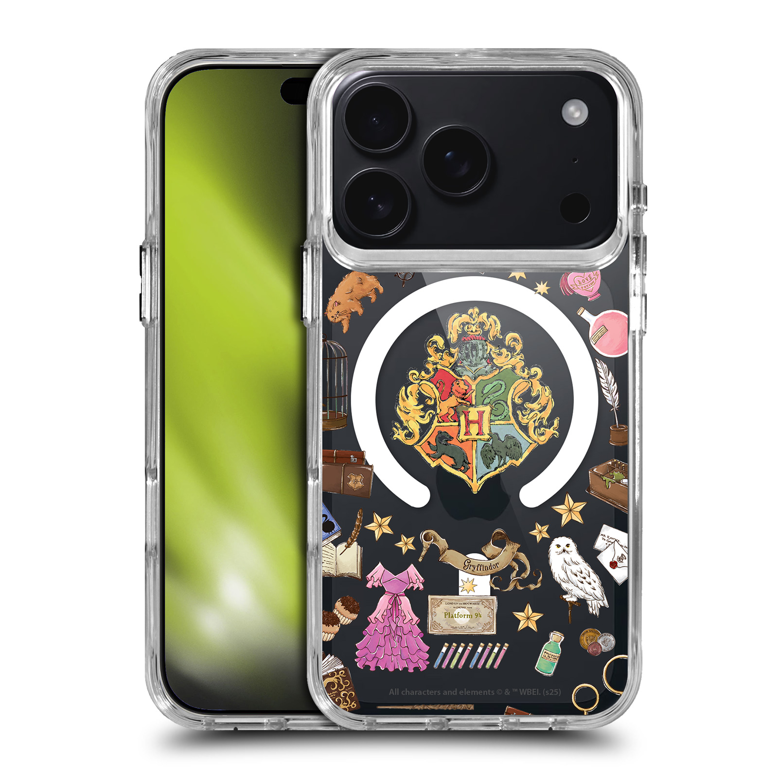 Hogwarts Pattern Clear MagSafe Case for iPhone 17 Pro