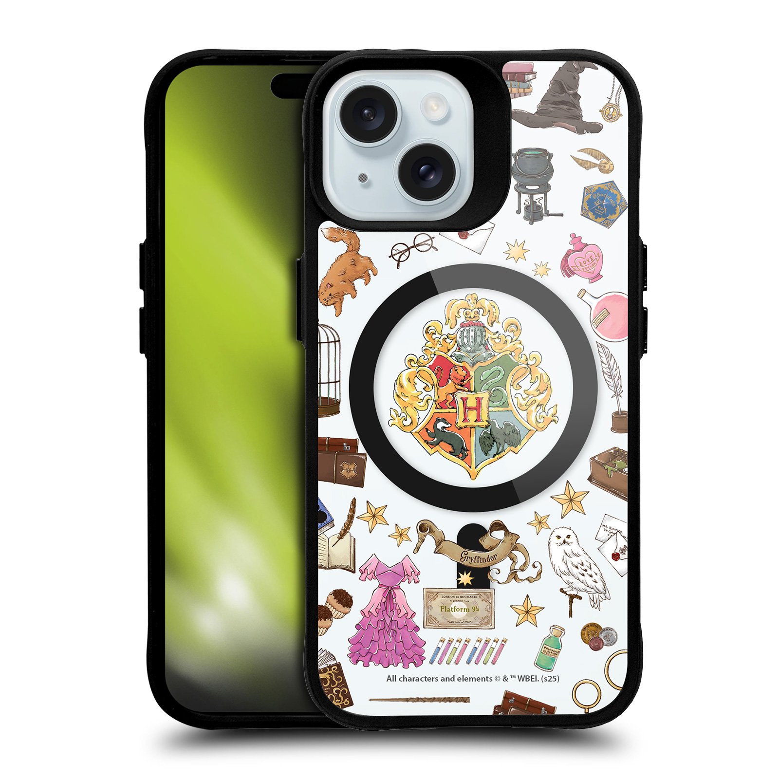 Hogwarts Pattern Black MagSafe Case for iPhone 15
