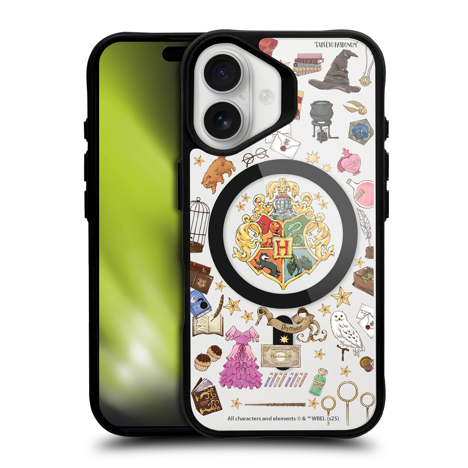 Hogwarts Pattern Black MagSafe Case for iPhone 16