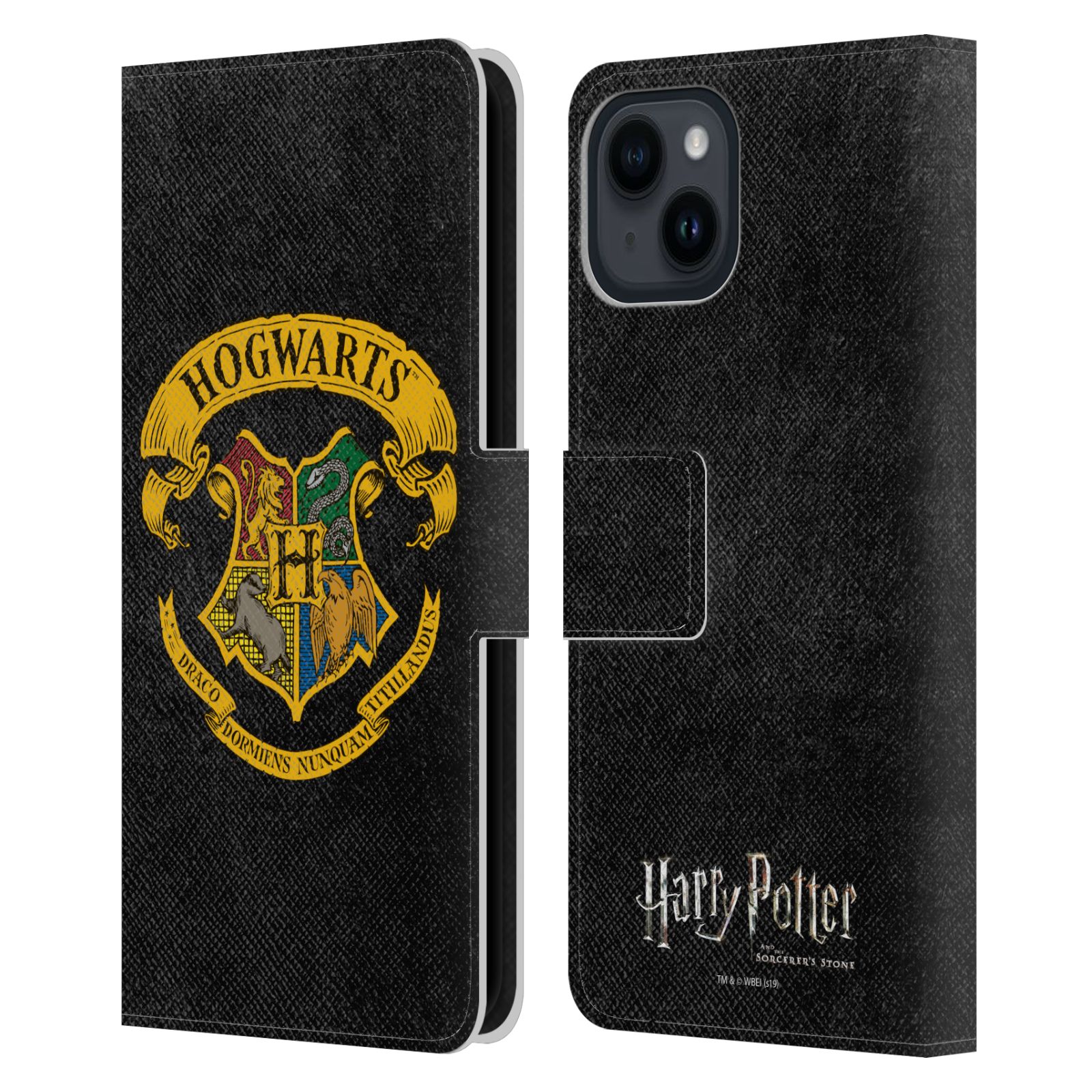 Hogwarts Crest Leather Wallet Case for iPhone 15