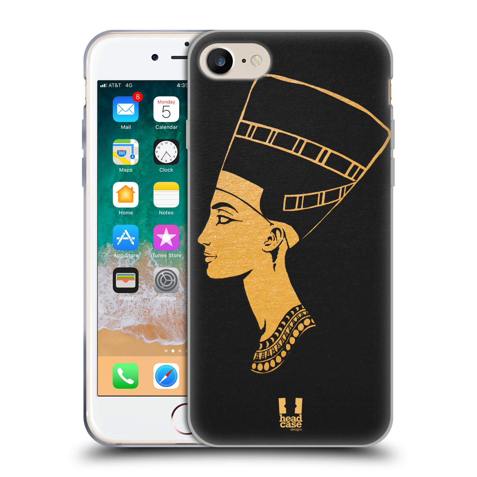 Silikonové pouzdro na mobil Apple iPhone 8 - Head Case - EGYPT NEFERTITI (Silikonový kryt či obal na mobilní telefon Apple iPhone 8 s motivem EGYPT NEFERTITI)