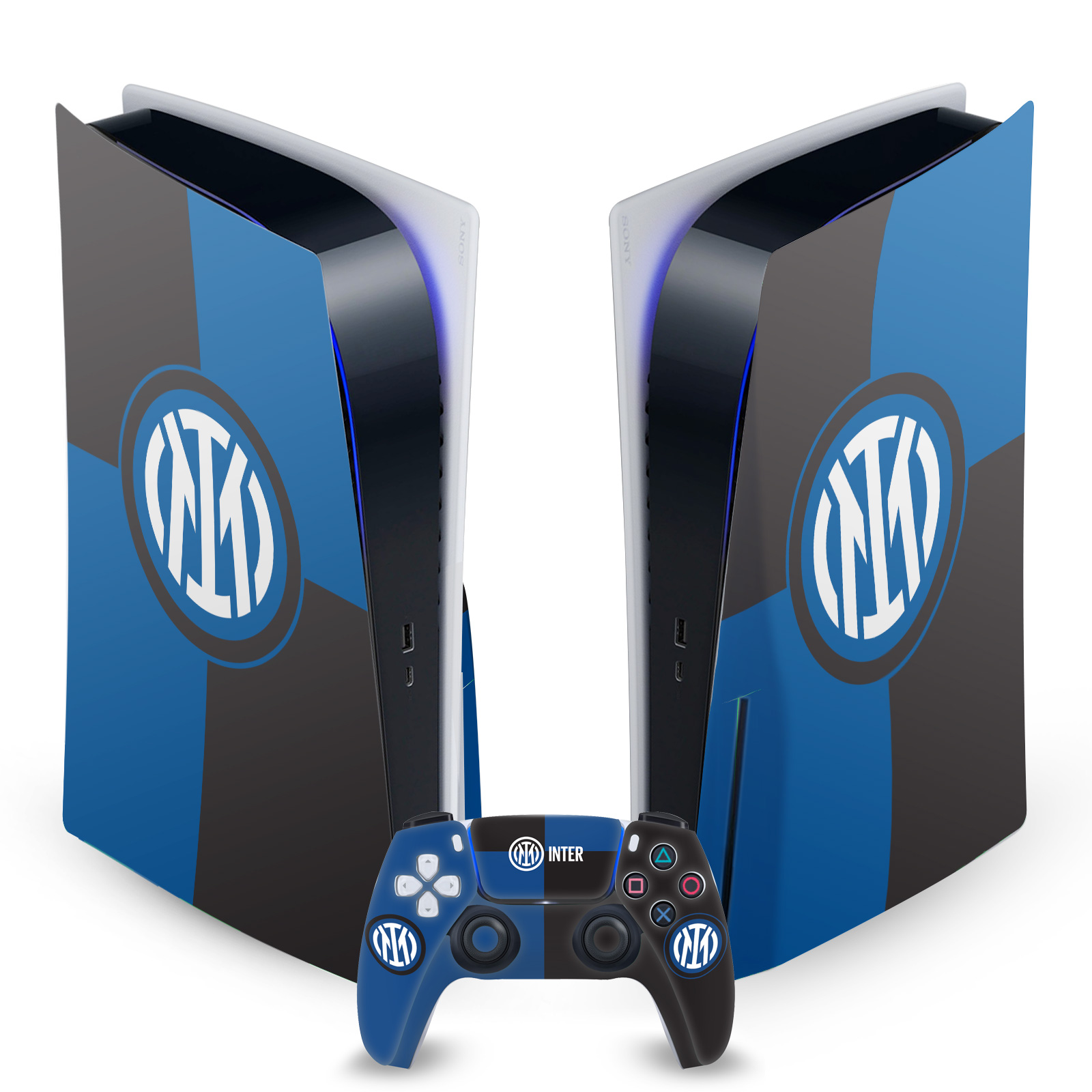 OFFICIAL INTER MILAN BADGE VINYL SKIN DECAL FOR SONY PS5 DISC EDITION BUNDLE