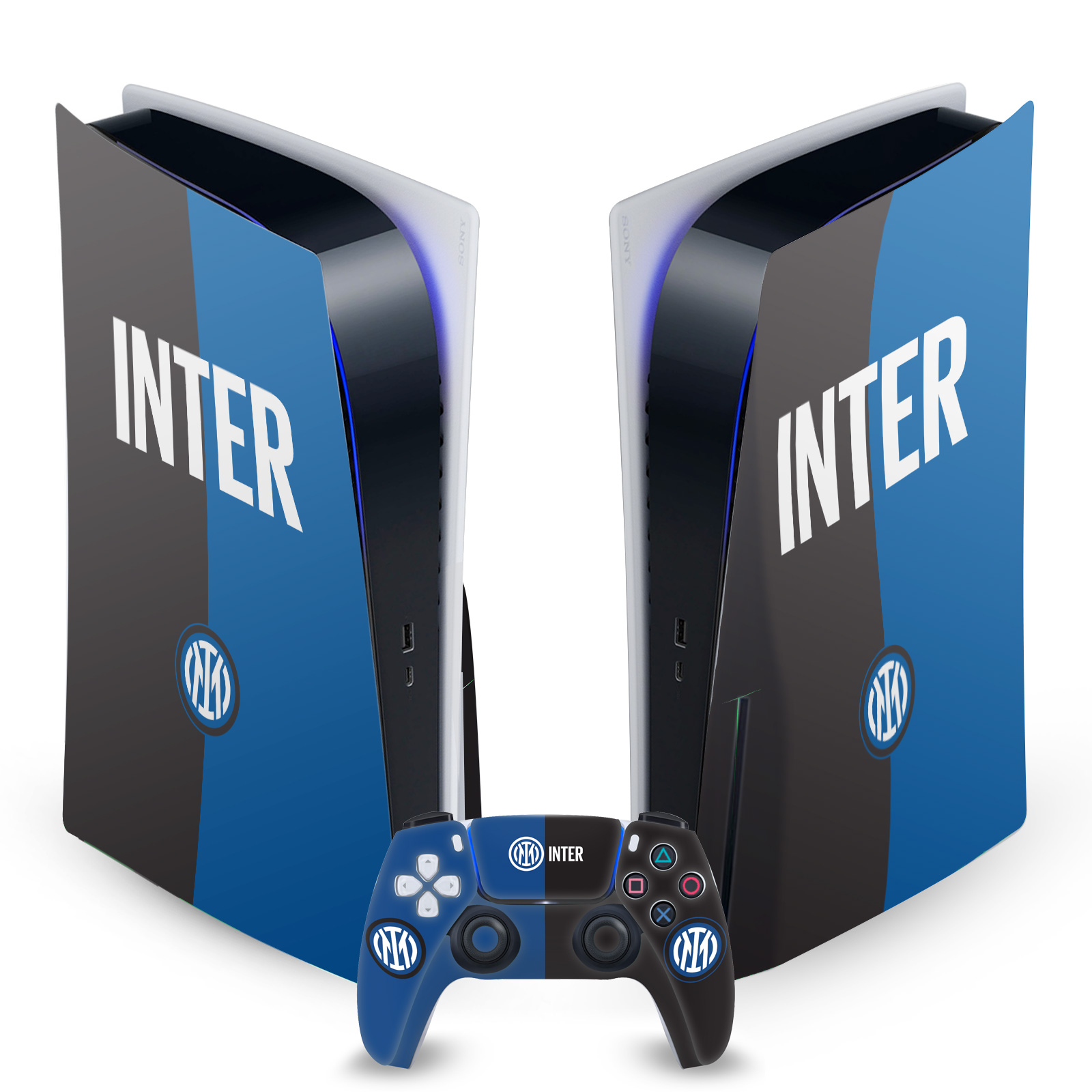 OFFICIAL INTER MILAN BADGE VINYL SKIN DECAL FOR SONY PS5 DISC EDITION BUNDLE