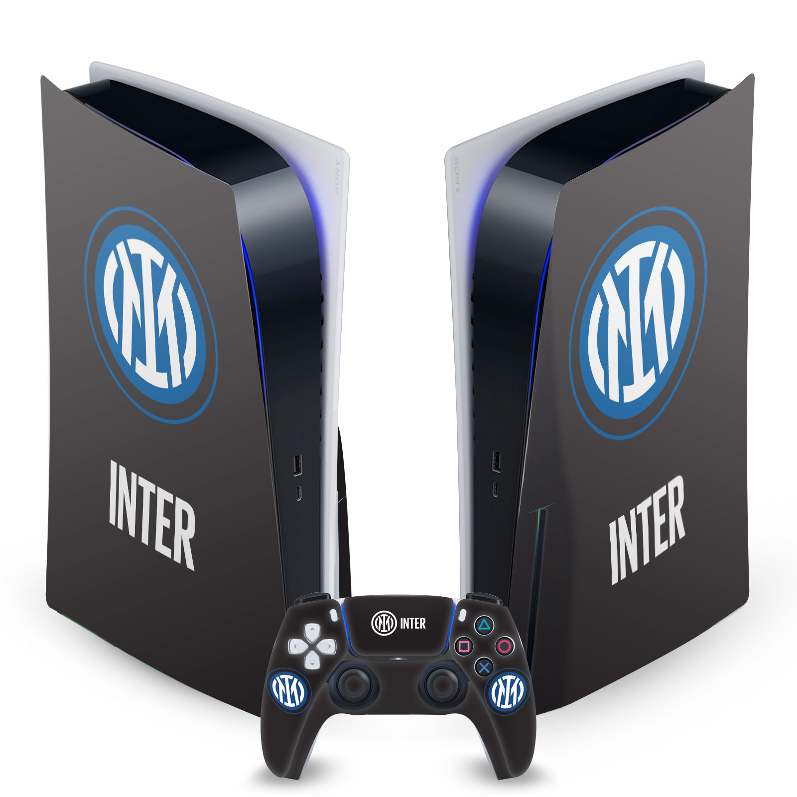 OFFICIAL INTER MILAN BADGE VINYL SKIN DECAL FOR SONY PS5 DISC EDITION BUNDLE