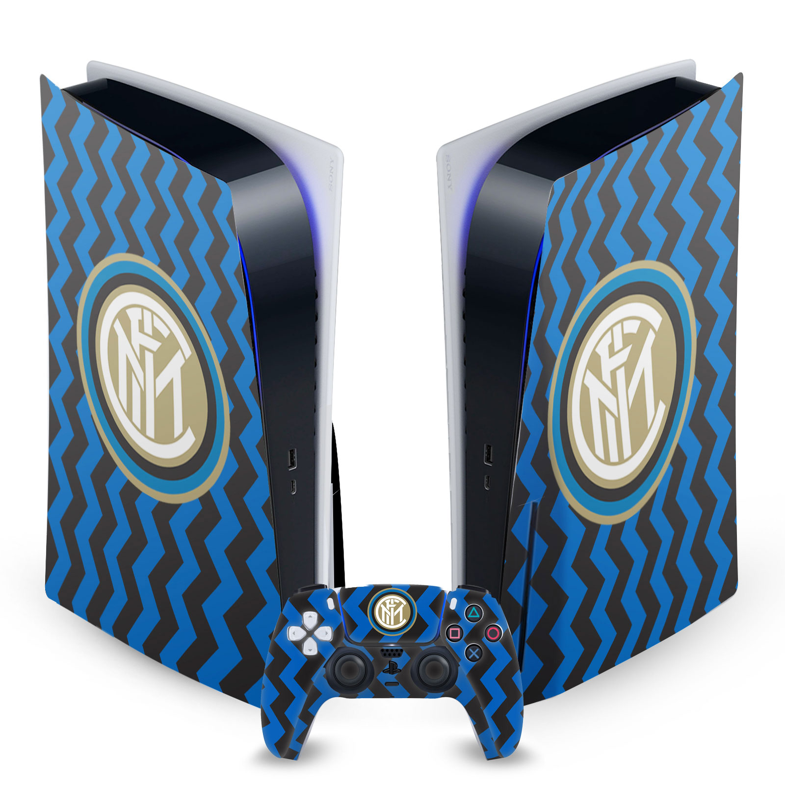 INTER MILAN 2020/21 CREST KIT VINYL SKIN DECAL FOR SONY PS5 DISC EDITION BUNDLE