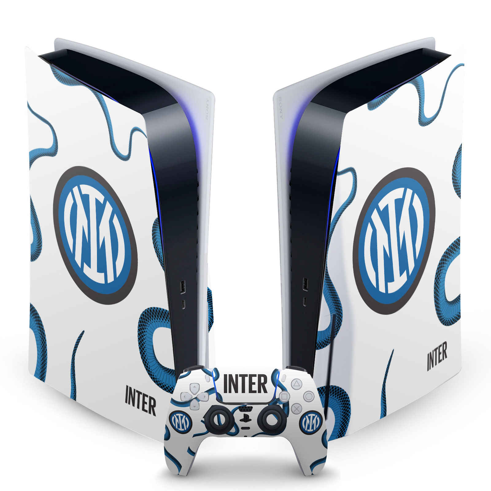 INTER MILAN 2021/22 CREST KIT VINYL SKIN DECAL FOR SONY PS5 DISC EDITION BUNDLE