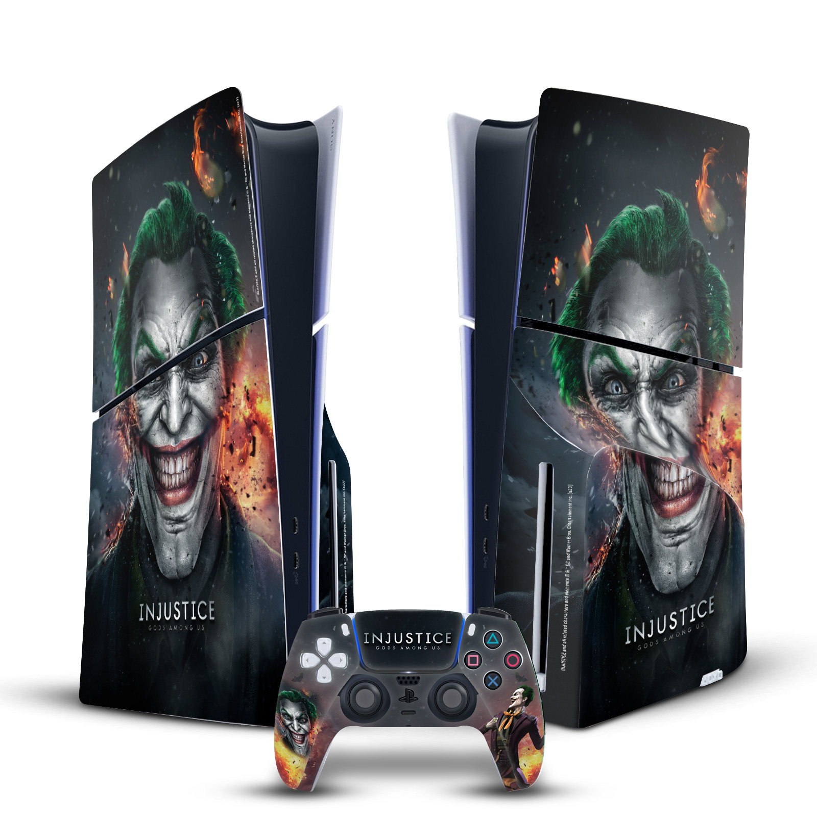 INJUSTICE GODS AMONG US KEY ART VINYL SKIN DECAL FOR SONY PS5 SLIM DISC BUNDLE