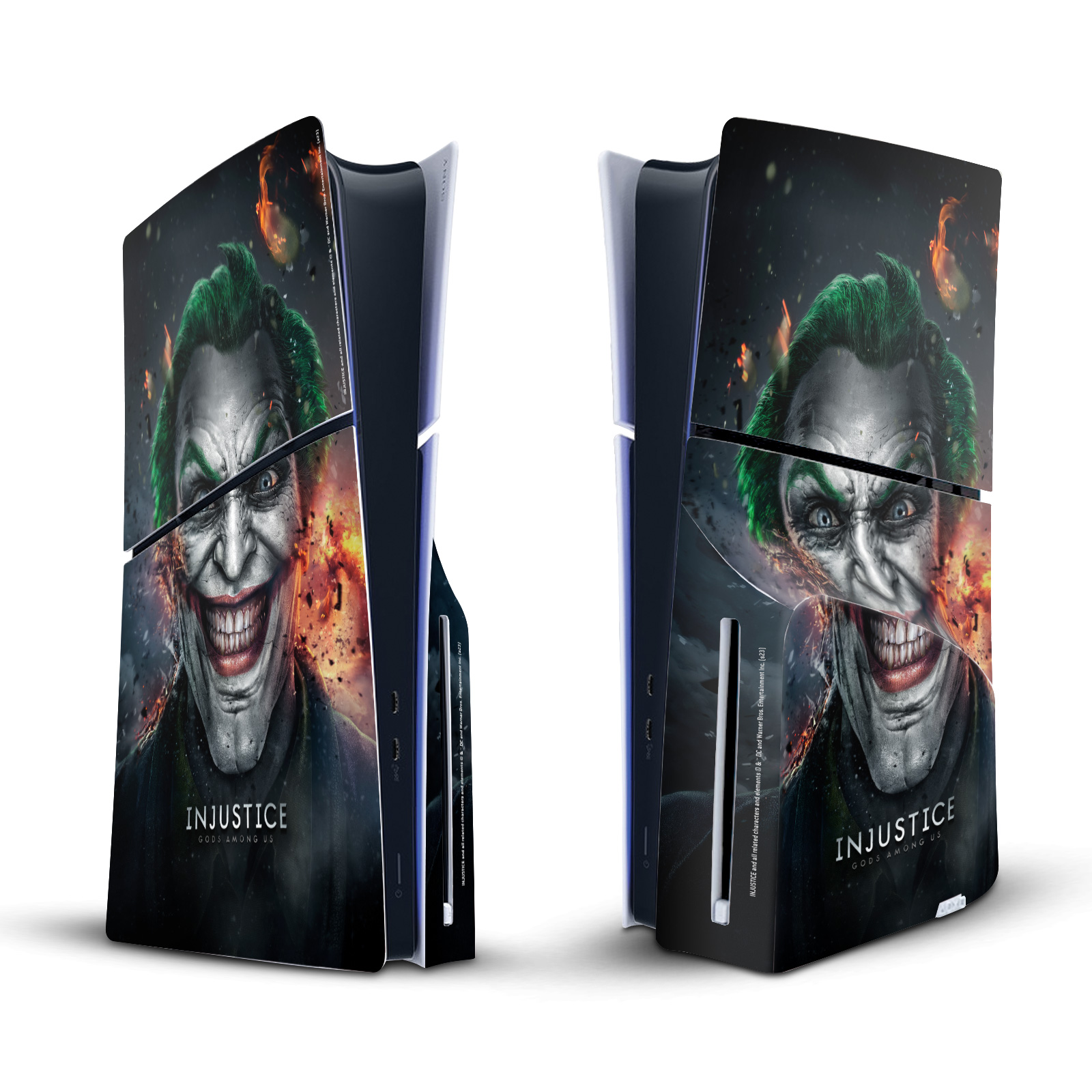 INJUSTICE GODS AMONG US KEY ART VINYL SKIN DECAL FOR SONY PS5 SLIM DISC CONSOLE