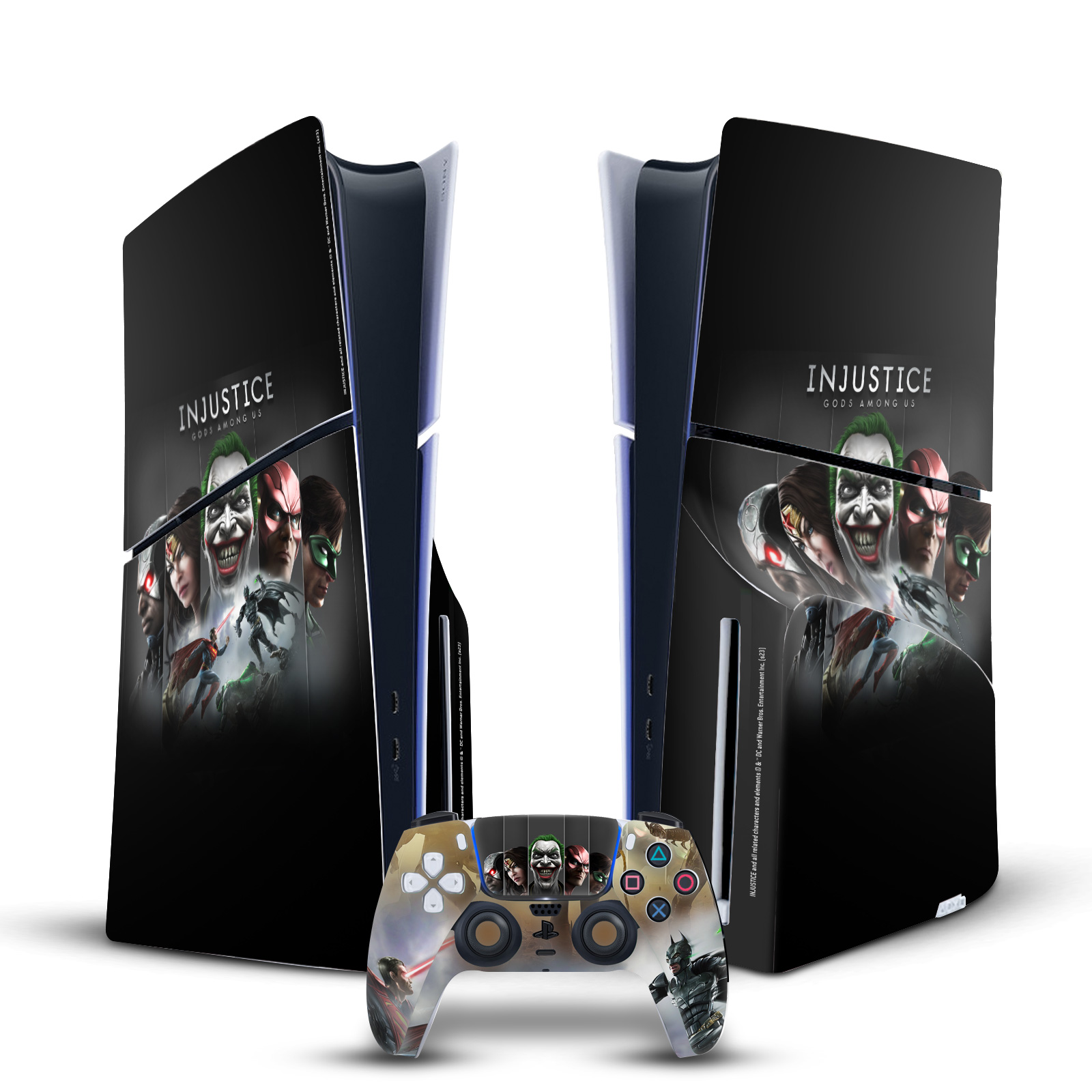 INJUSTICE GODS AMONG US KEY ART VINYL SKIN DECAL FOR SONY PS5 SLIM DISC BUNDLE