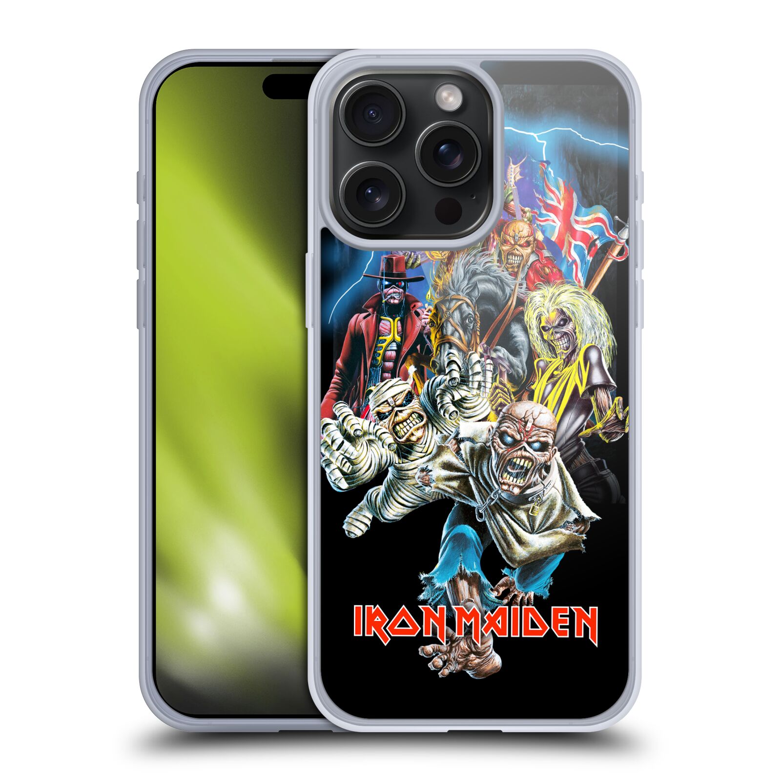 Silikonové lesklé pouzdro na mobil Apple iPhone 15 Pro Max - Head Case - Iron Maiden - Best Of Beast (Silikonový lesklý kryt, obal, pouzdro na mobilní telefon Apple iPhone 15 Pro Max s motivem Iron Maiden - Best Of Beast)