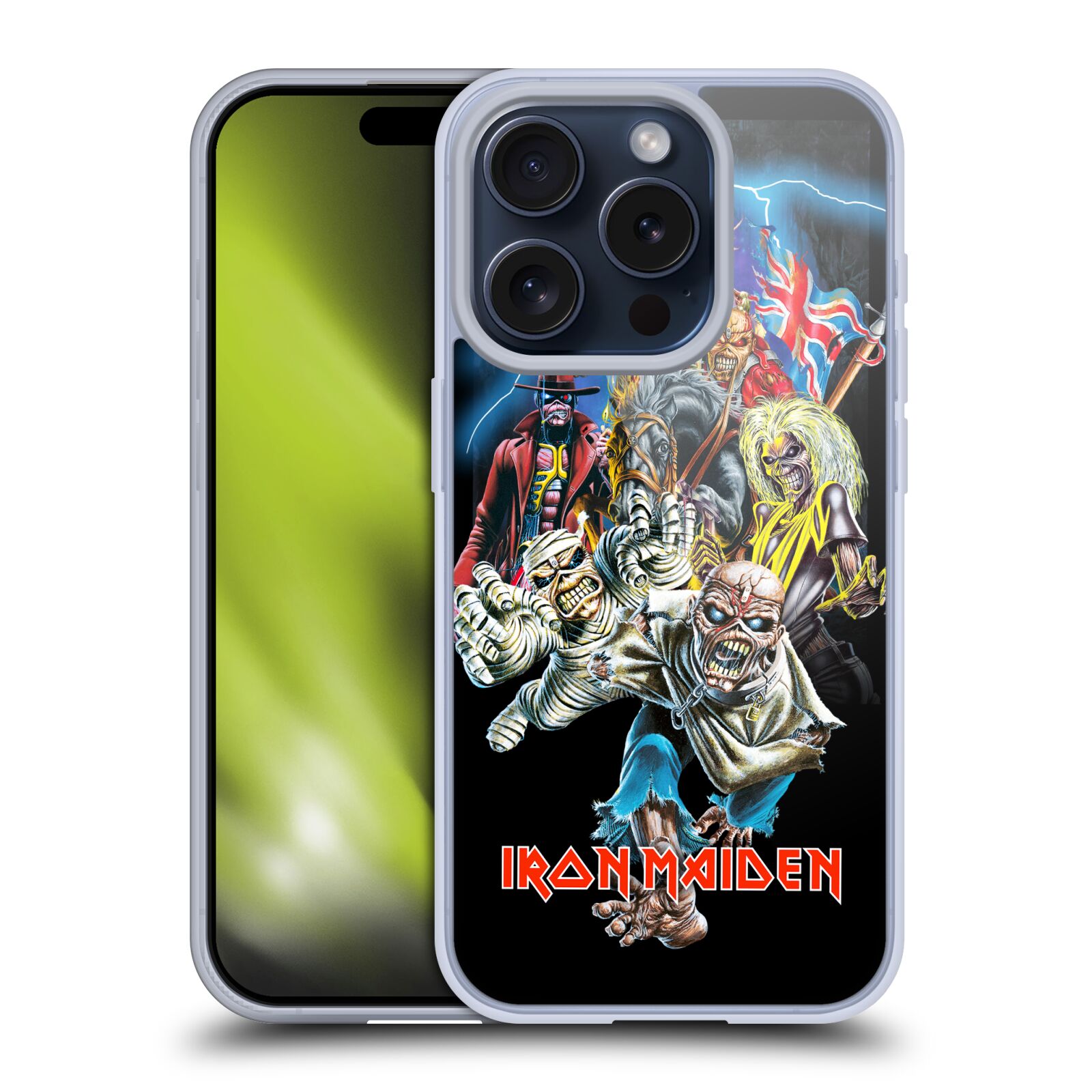 Silikonové lesklé pouzdro na mobil Apple iPhone 15 Pro - Head Case - Iron Maiden - Best Of Beast (Silikonový lesklý kryt, obal, pouzdro na mobilní telefon Apple iPhone 15 Pro s motivem Iron Maiden - Best Of Beast)