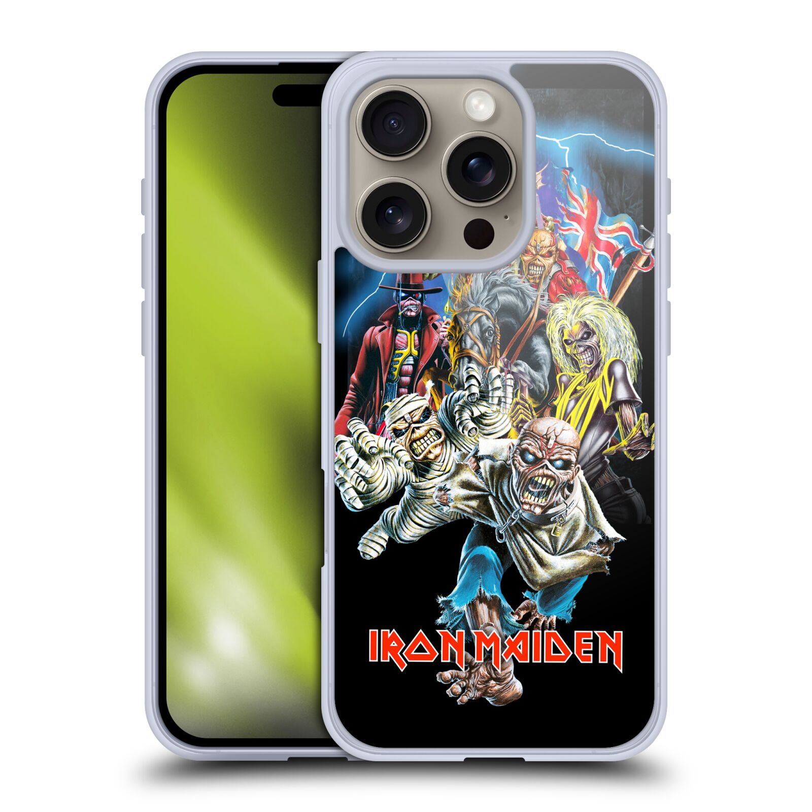 Silikonové lesklé pouzdro Apple iPhone 16 Pro - Head Case - Iron Maiden - Best Of Beast (Lesklý silikonový kryt, obal, pouzdro na mobilní telefon Apple iPhone 16 Pro s motivem Iron Maiden - Best Of Beast)