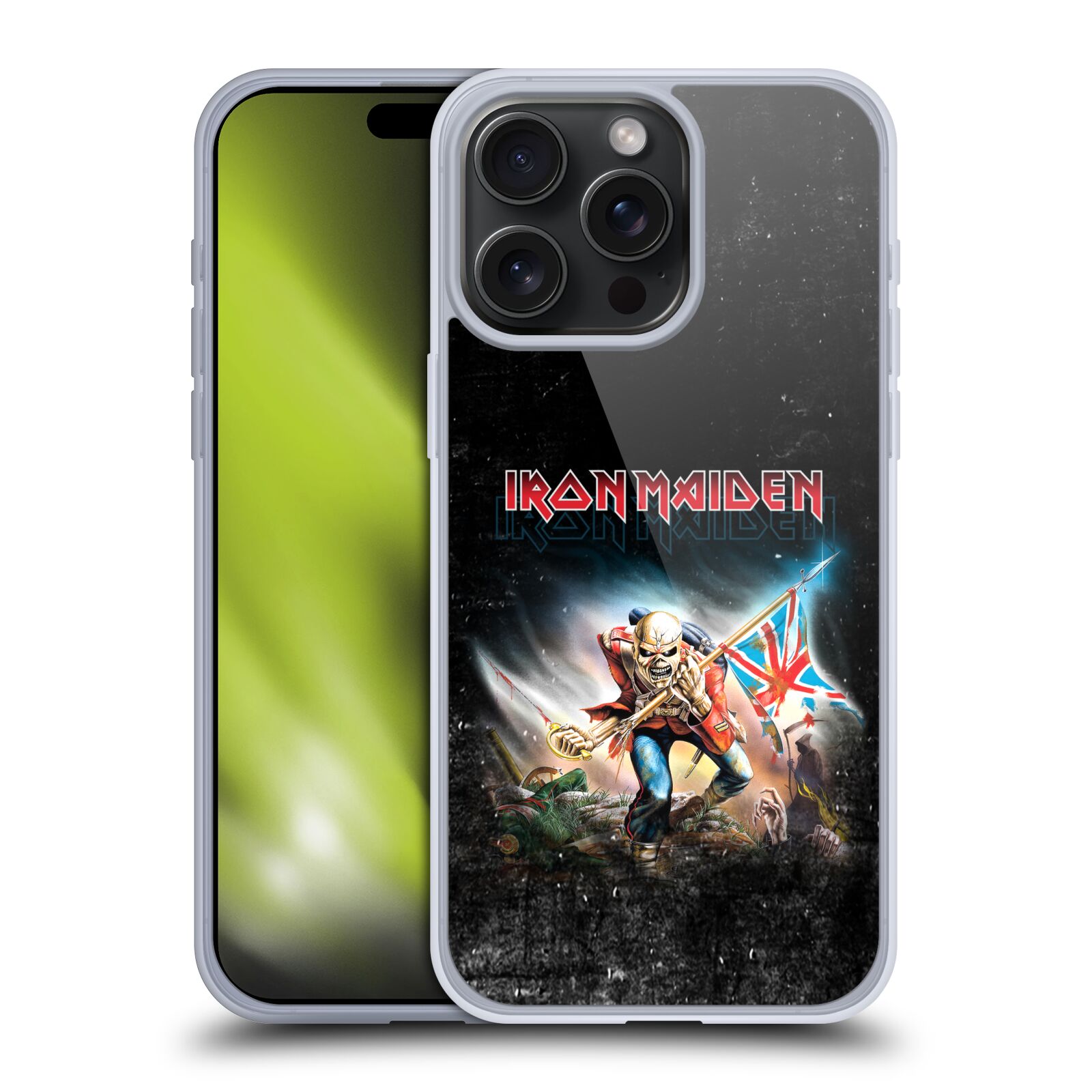 Silikonové lesklé pouzdro na mobil Apple iPhone 15 Pro Max - Head Case - Iron Maiden - Trooper 2016 (Silikonový lesklý kryt, obal, pouzdro na mobilní telefon Apple iPhone 15 Pro Max s motivem Iron Maiden - Trooper 2016)