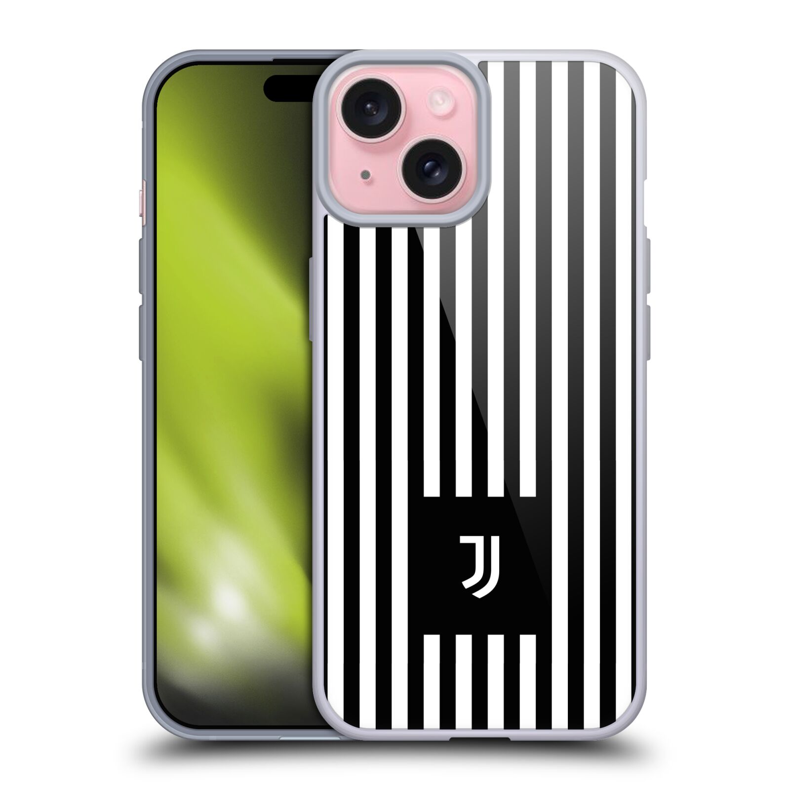 Silikonové lesklé pouzdro na mobil Apple iPhone 15 - Head Case - Juventus FC - Nové logo - Pruhy (Silikonový lesklý kryt, obal, pouzdro na mobilní telefon s motivem Juventus FC - Nové logo - Pruhy pro Apple iPhone 15)